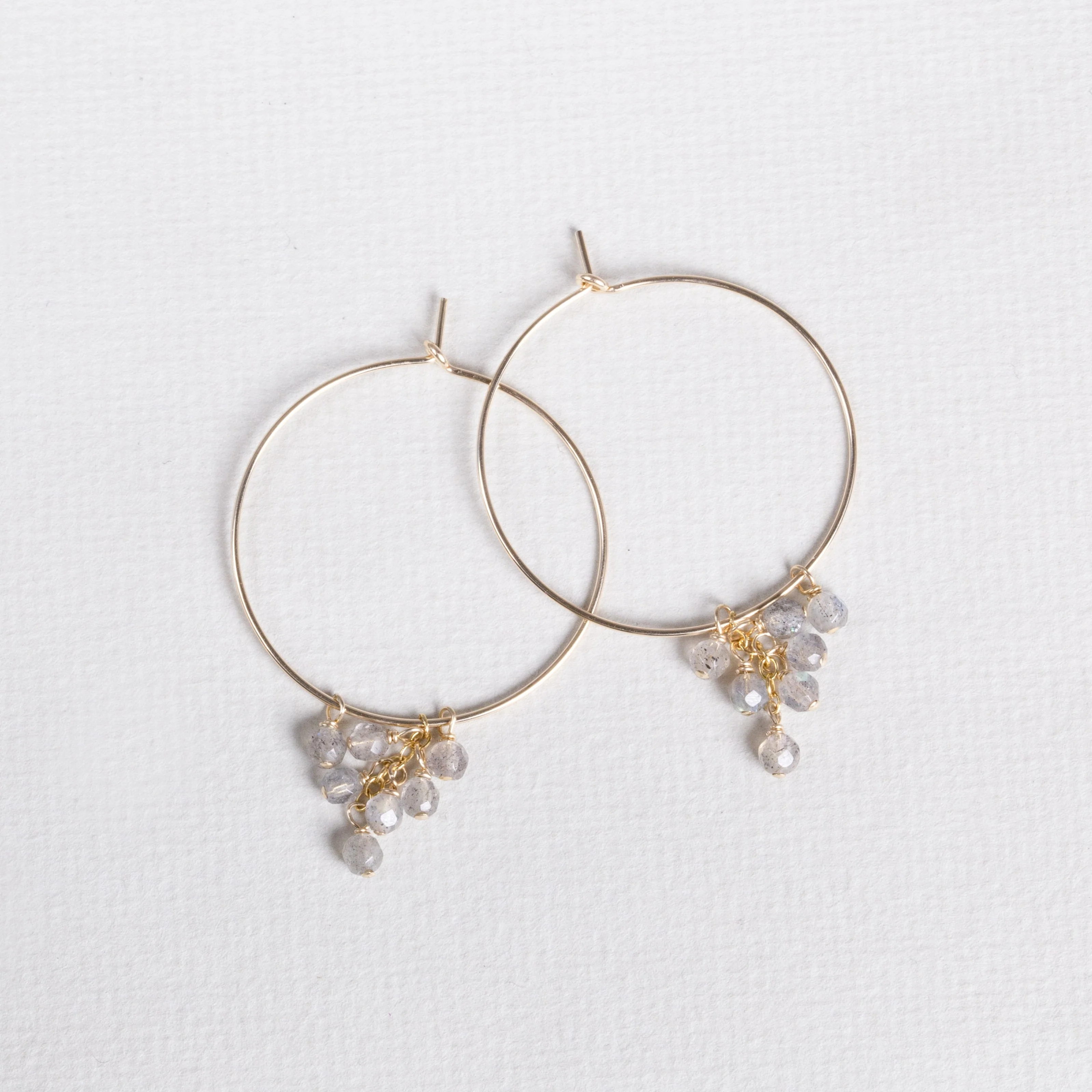 Gold Filled Hoops with Labradorite - Image 3