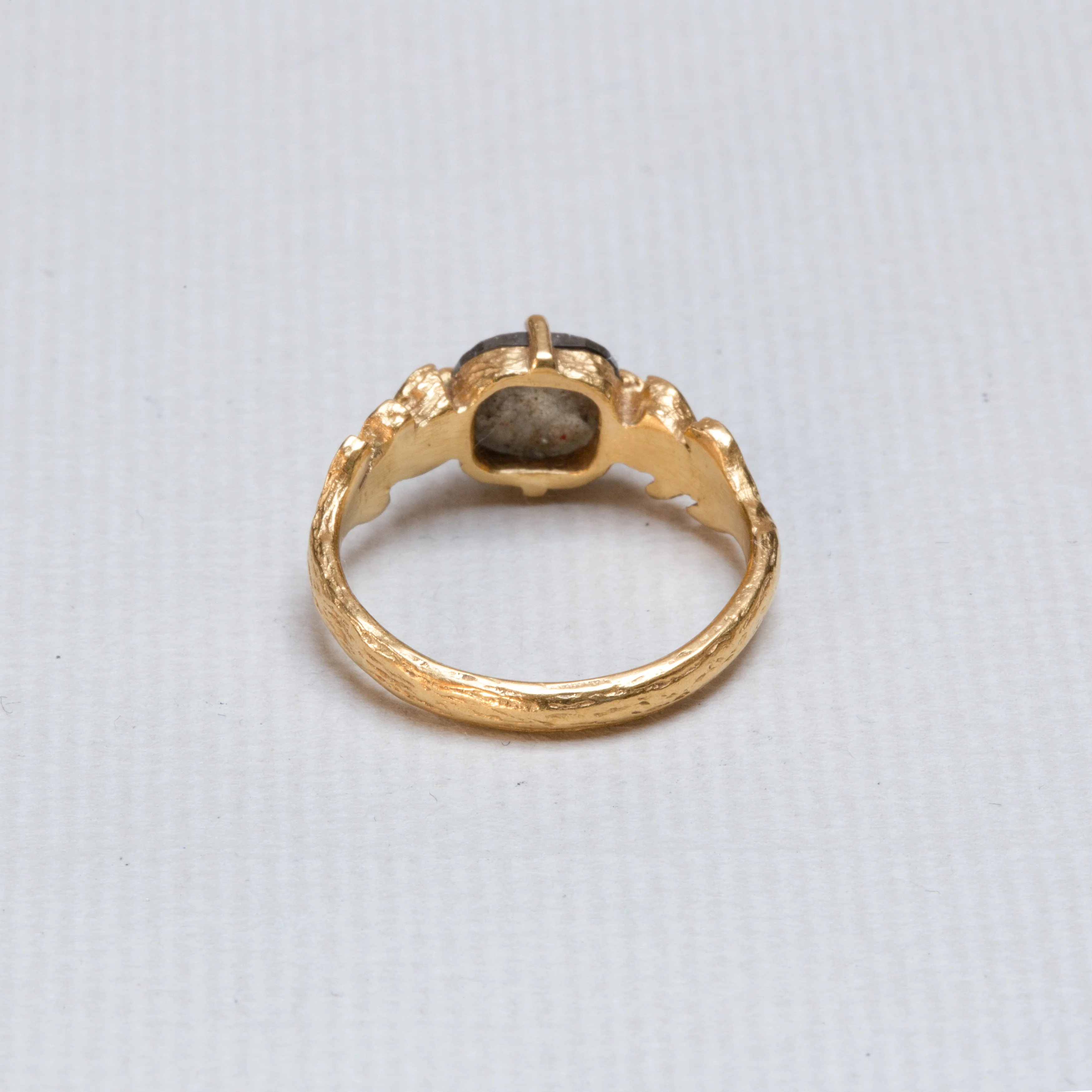Gold Leaf Ring with Rustic Diamond - Image 6