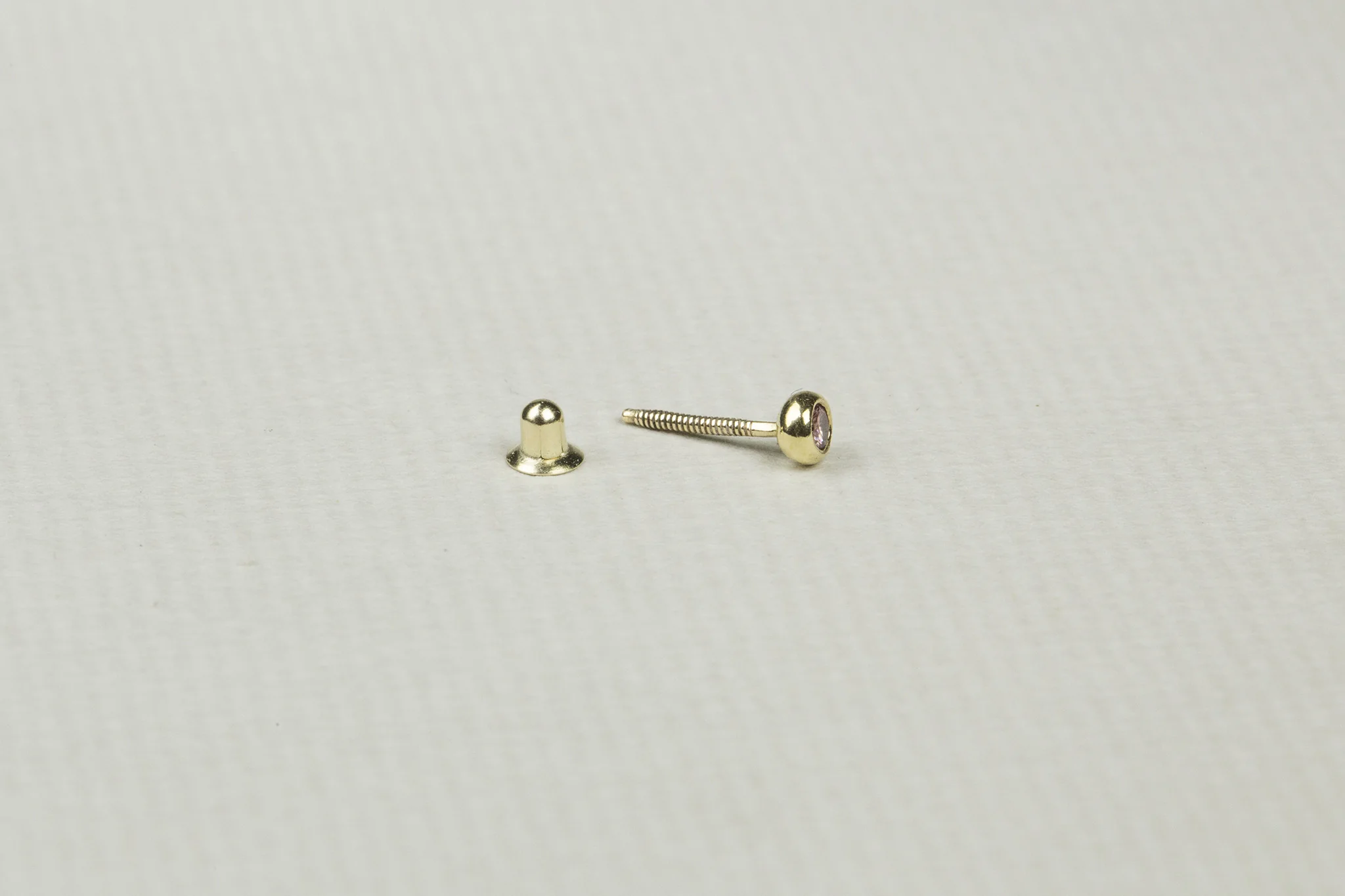Gold and Pink Diamond Cartilage Screw Back Earring - Image 3
