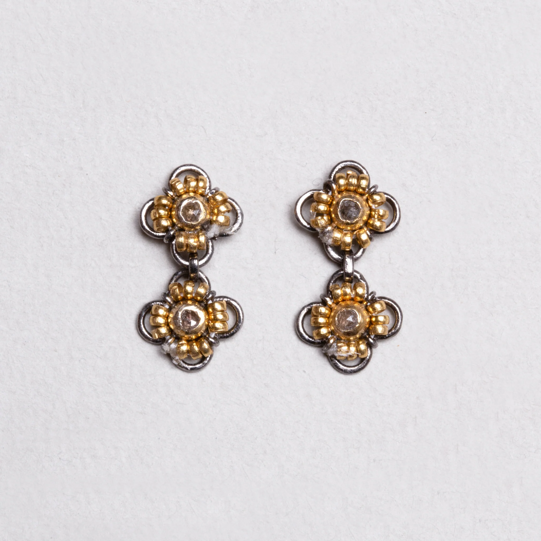 Frida Kahlo  Silver Double Flower Stud Earrings