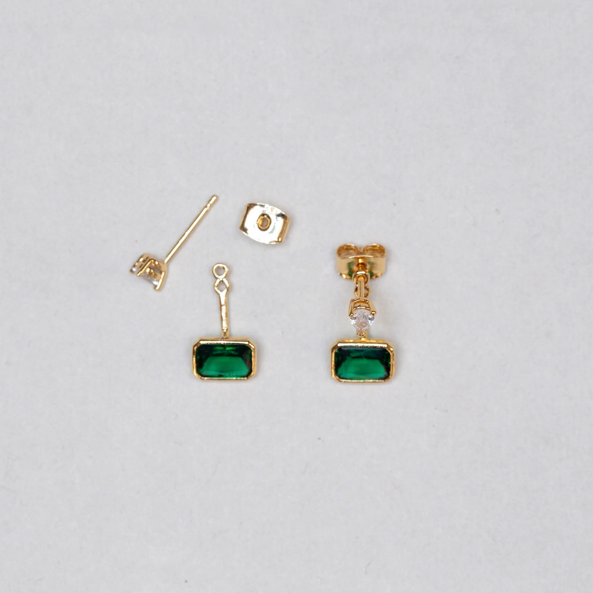 Gold-plated Earrings with Emerald - Image 2