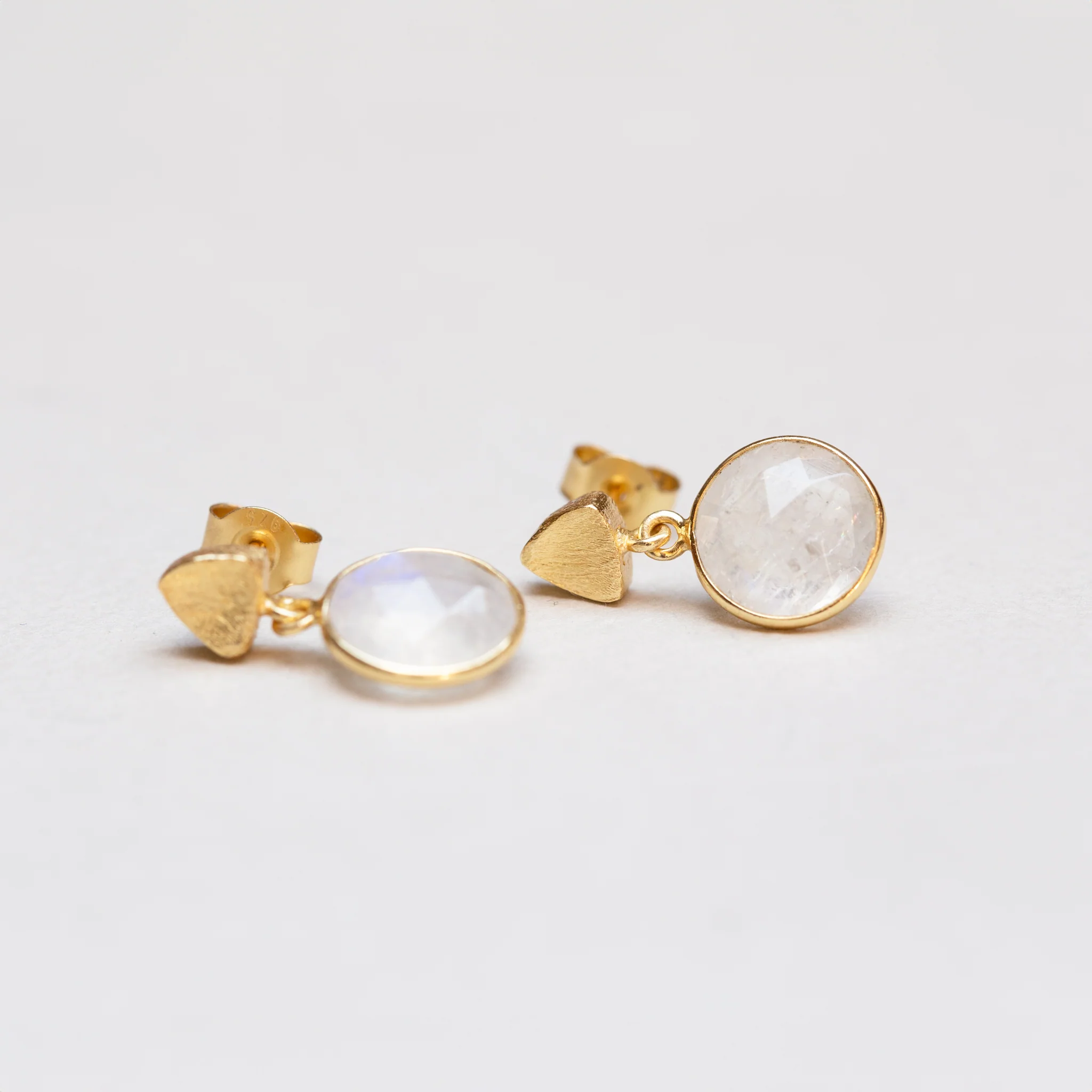 Gold-plated Stud Earrings with Moonstones - Image 3