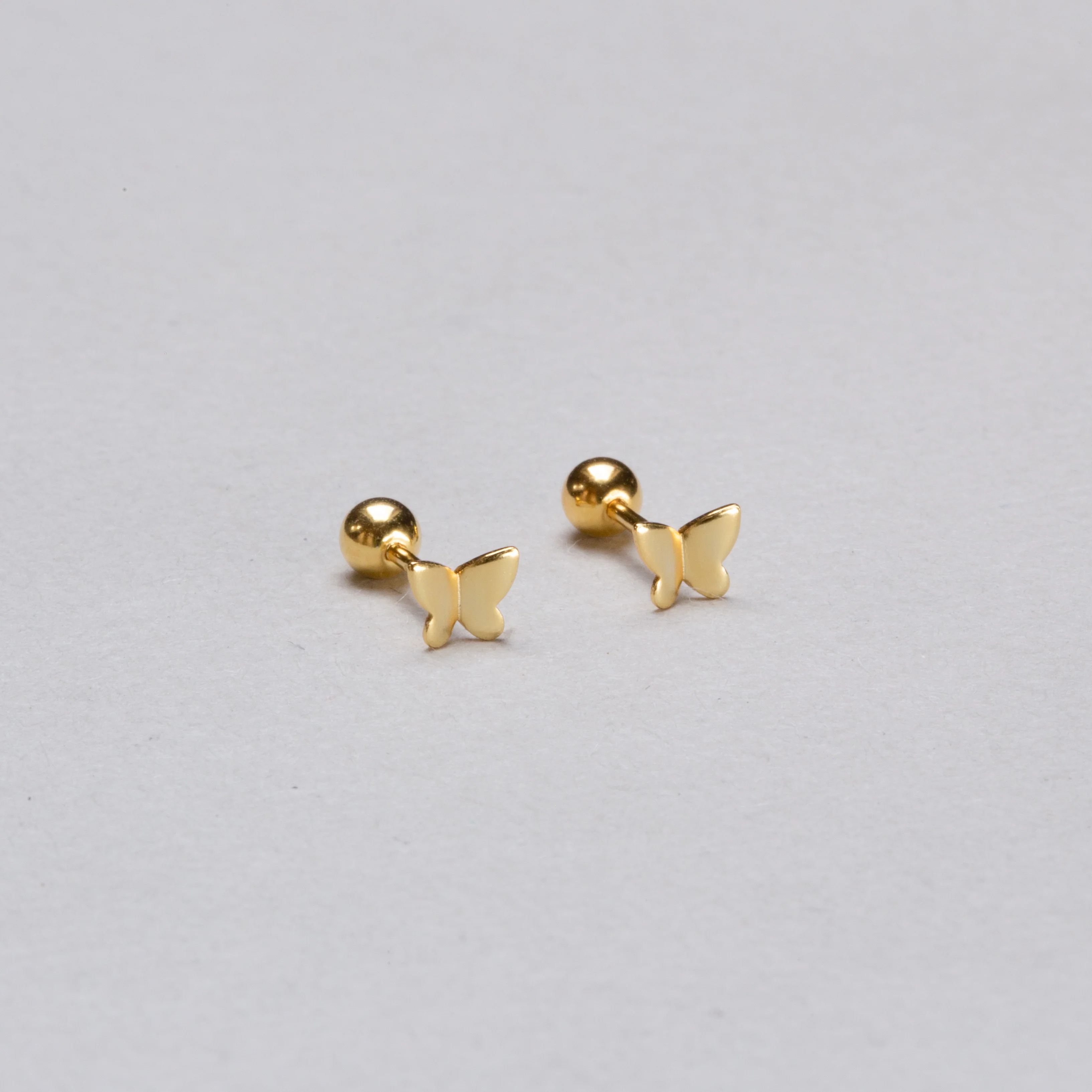Gold-plated and Silver Butterfly Stud Cartilage Earring - Image 2