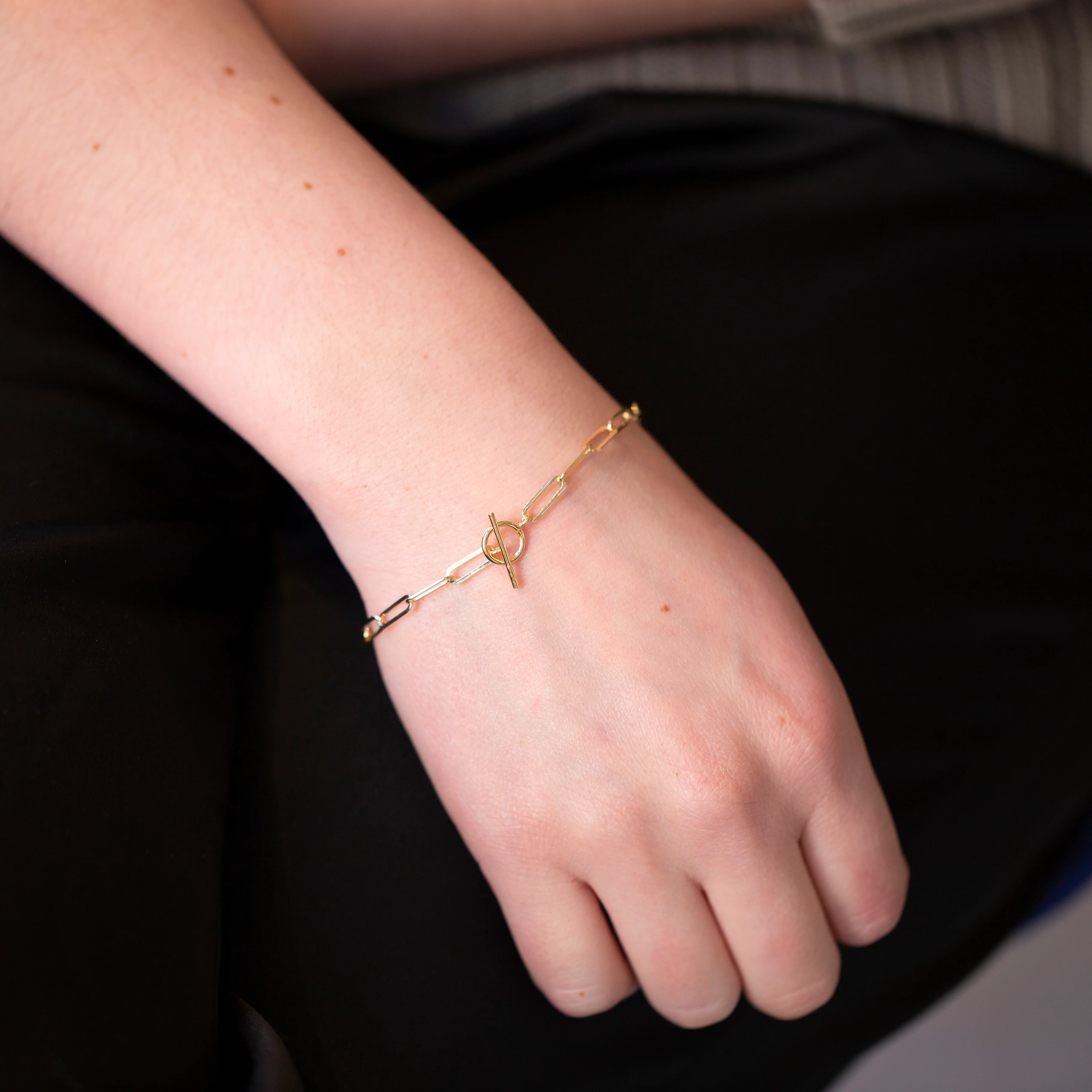 Gold-Plated Silver Chain Bracelet with T-bar - Image 2