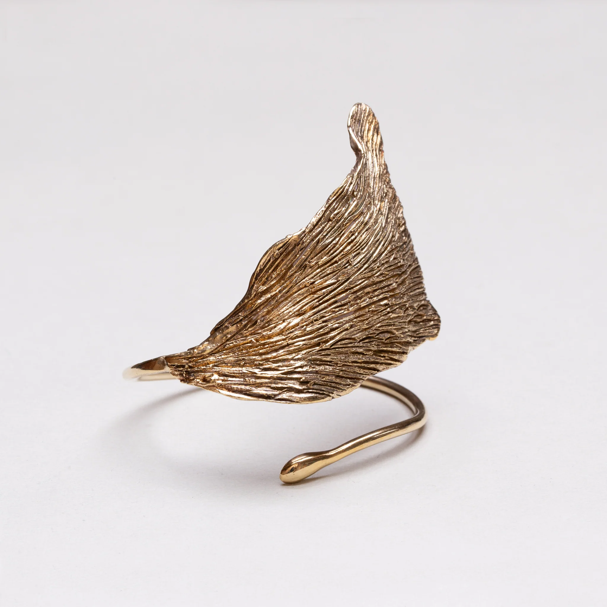 Vintage Gold-plated Sterling Silver Ginkgo Cuff Bracelet Bangle - Image 3