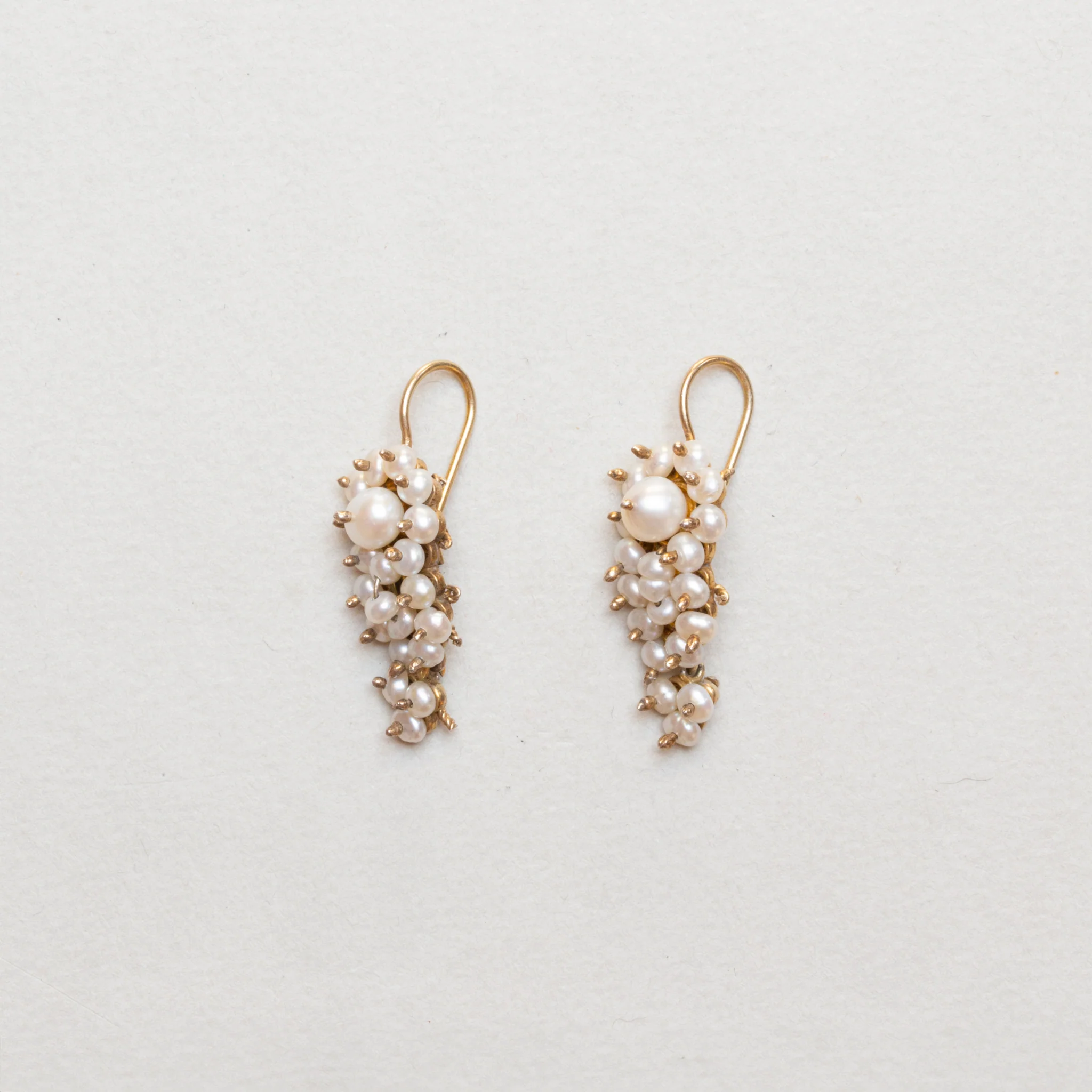 Vintage Gold Plated Wire Earrings with Pearls - Image 3