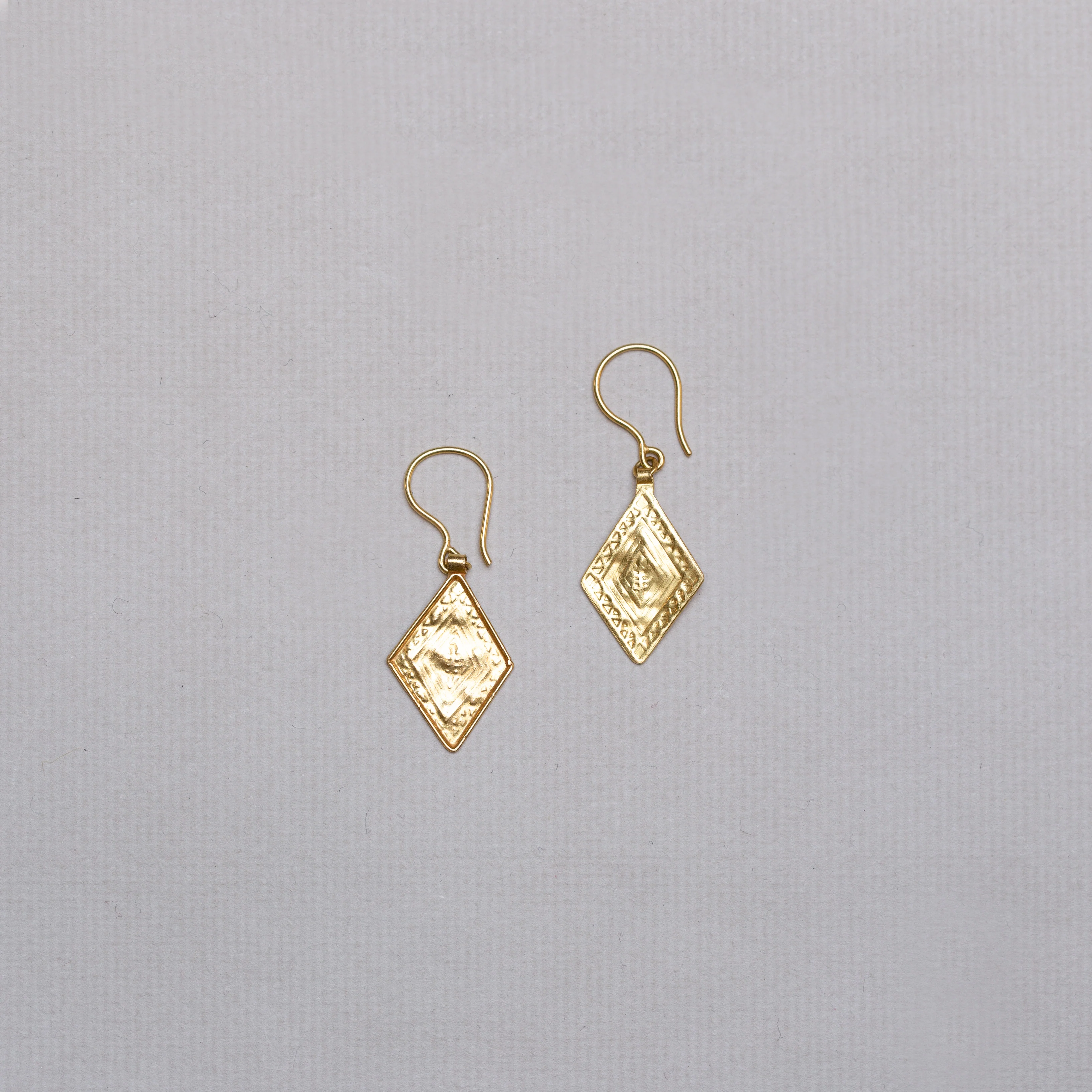 Gold Rhombus Drop Earrings - Image 2