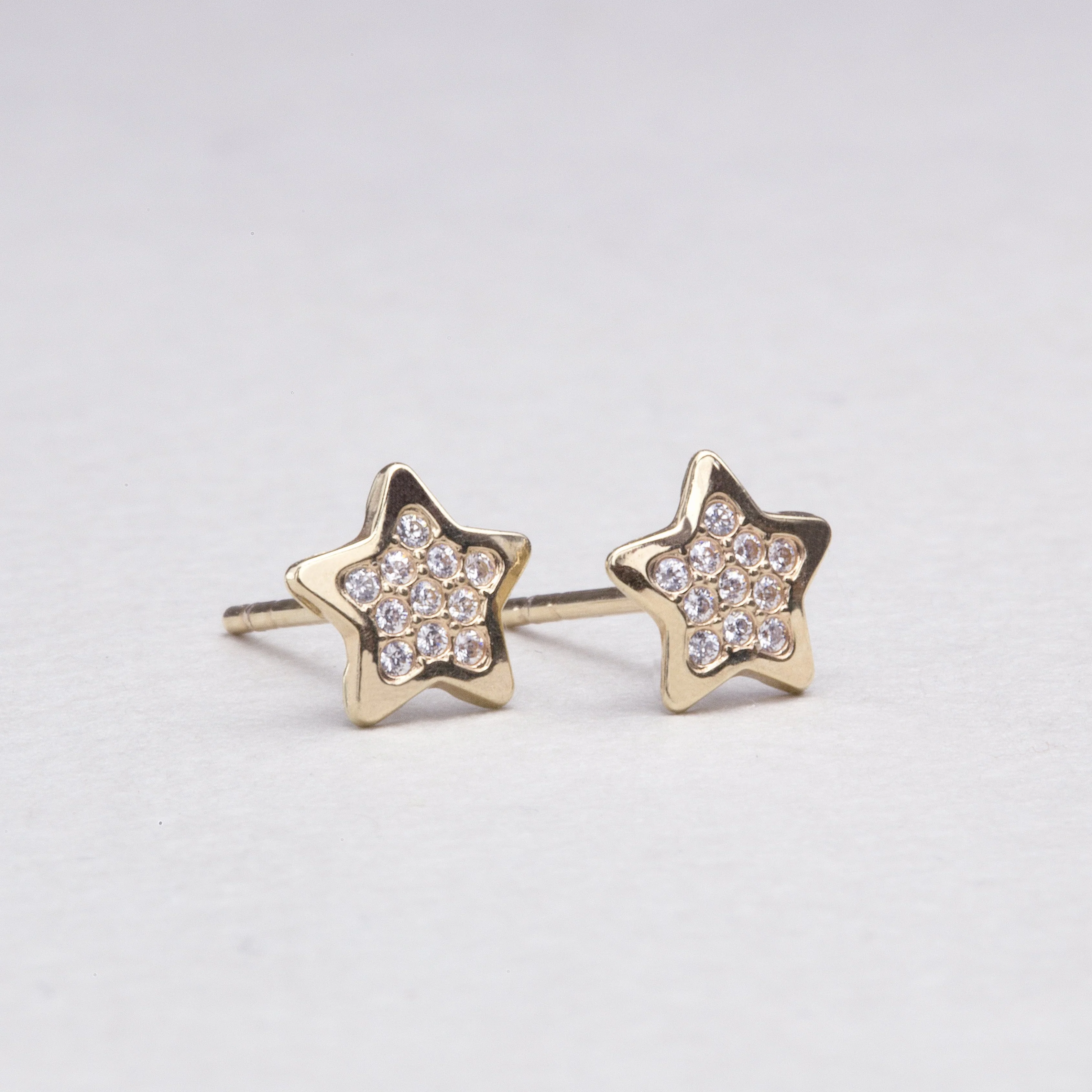 Gold Star Stud Earrings with Cubic Zirconia - Image 2