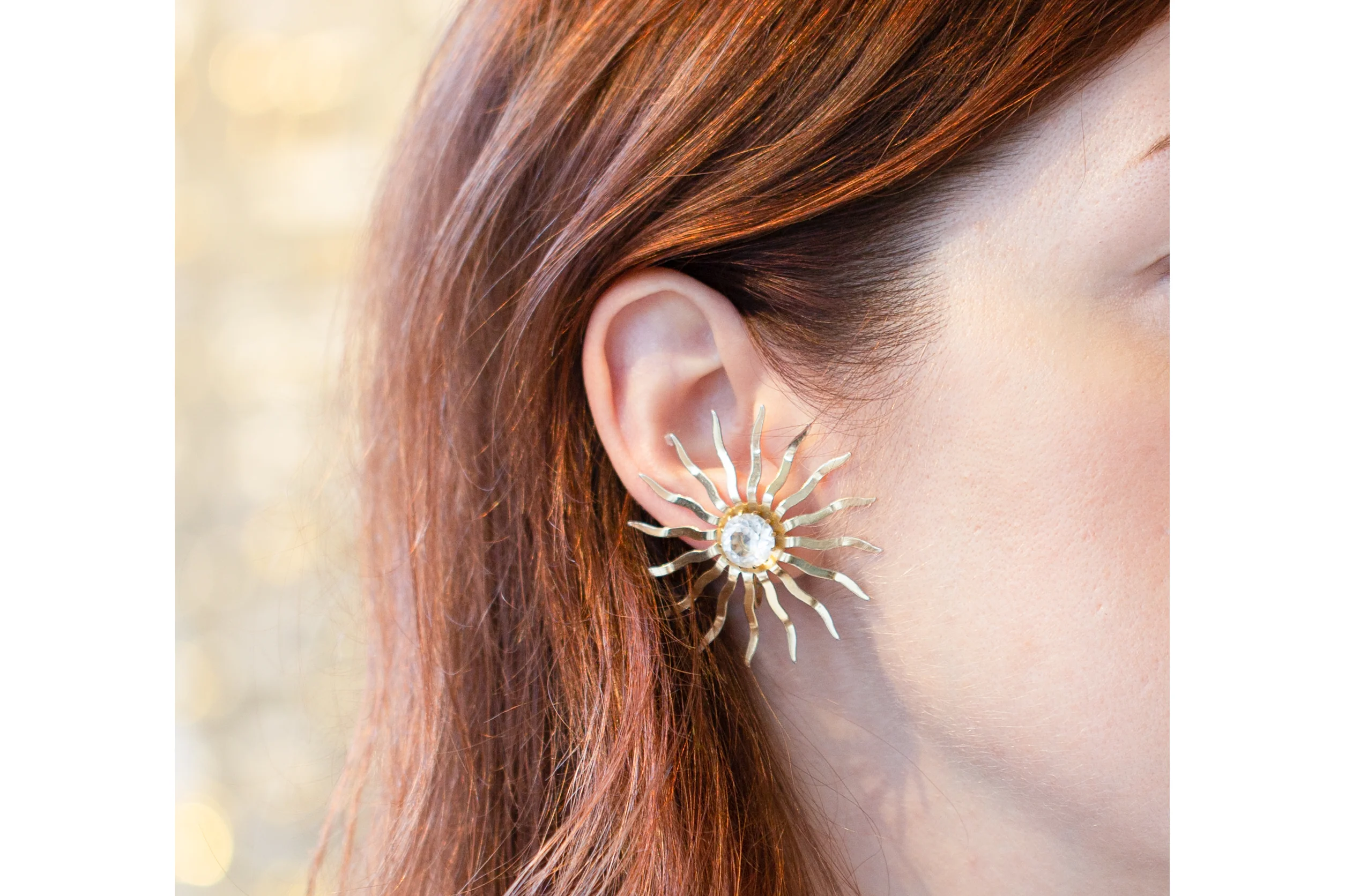 Gold Sun Clip-on Earrings - Image 5
