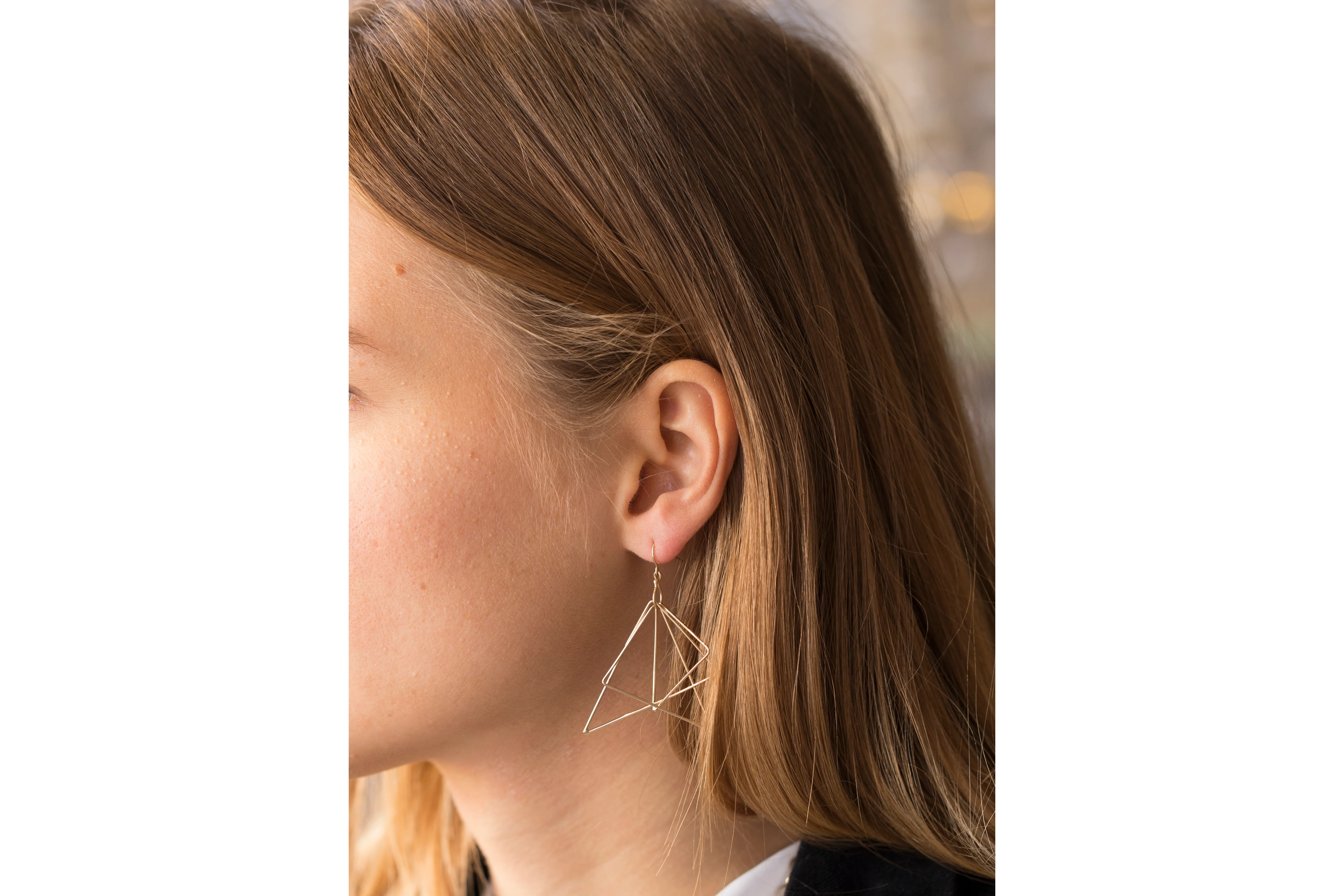 Gold Triangle Earring - Image 5