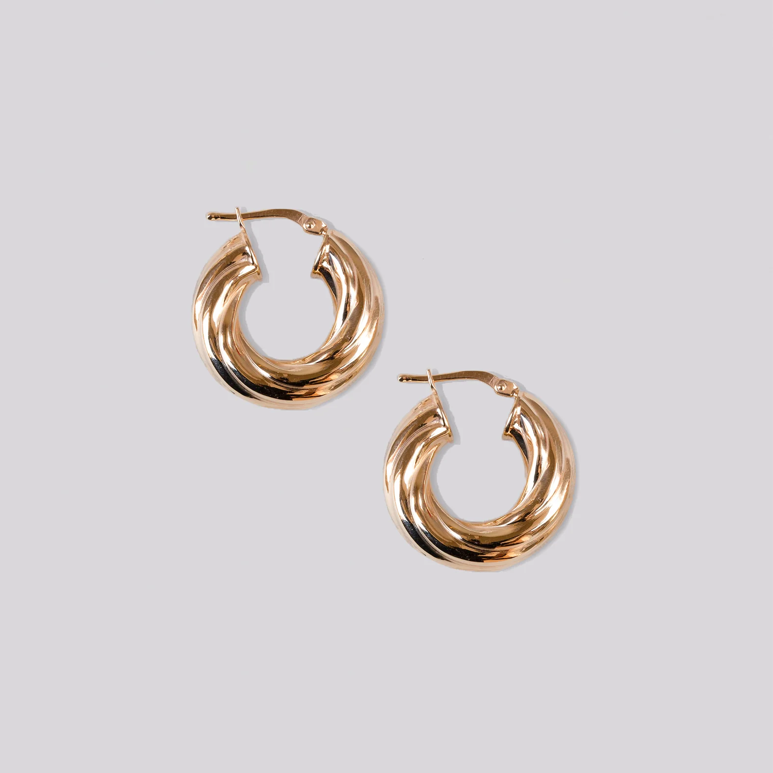 Gold Twisted Hoop Earrings - Large - Image 2