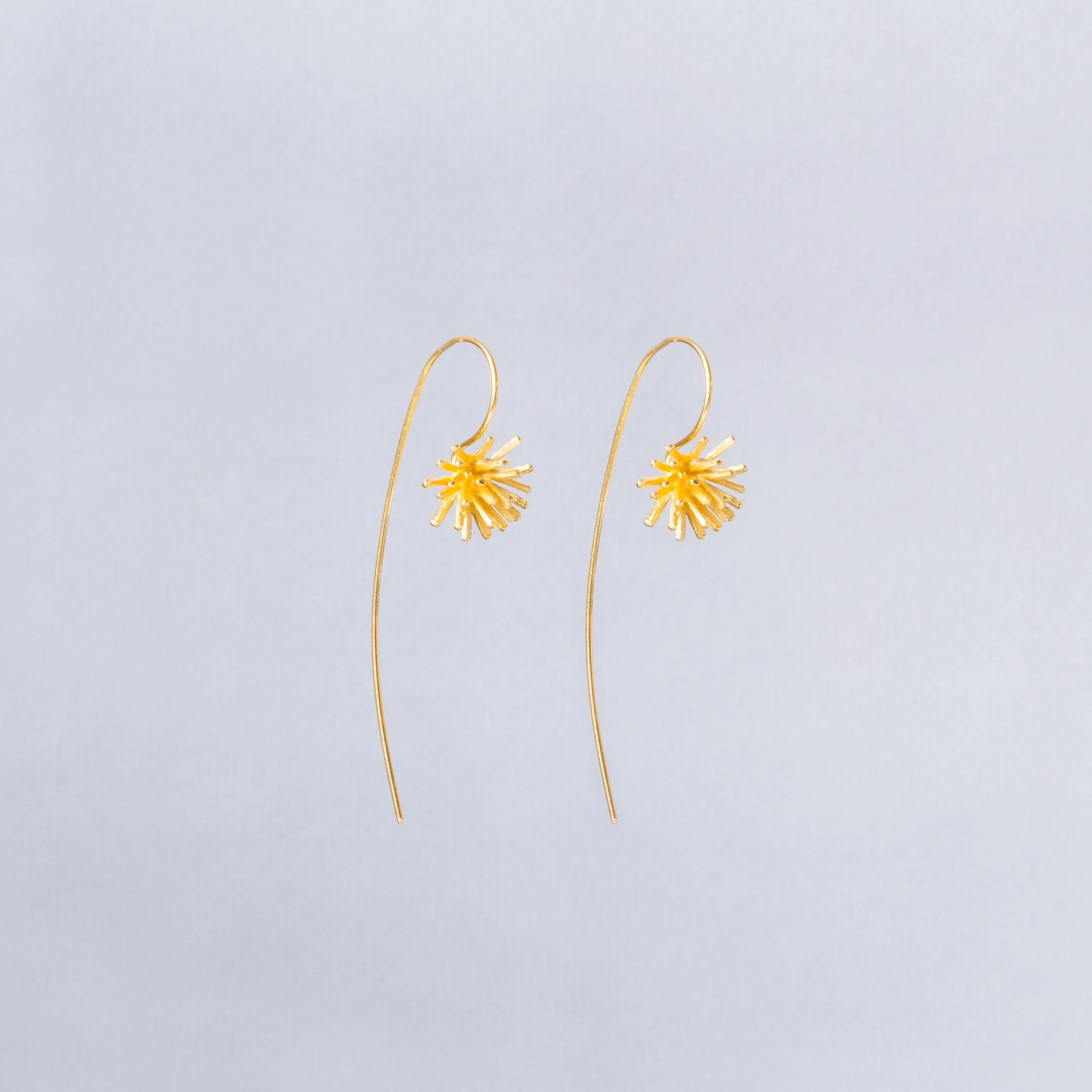 Gold Flower Long Drop Earring - Image 2