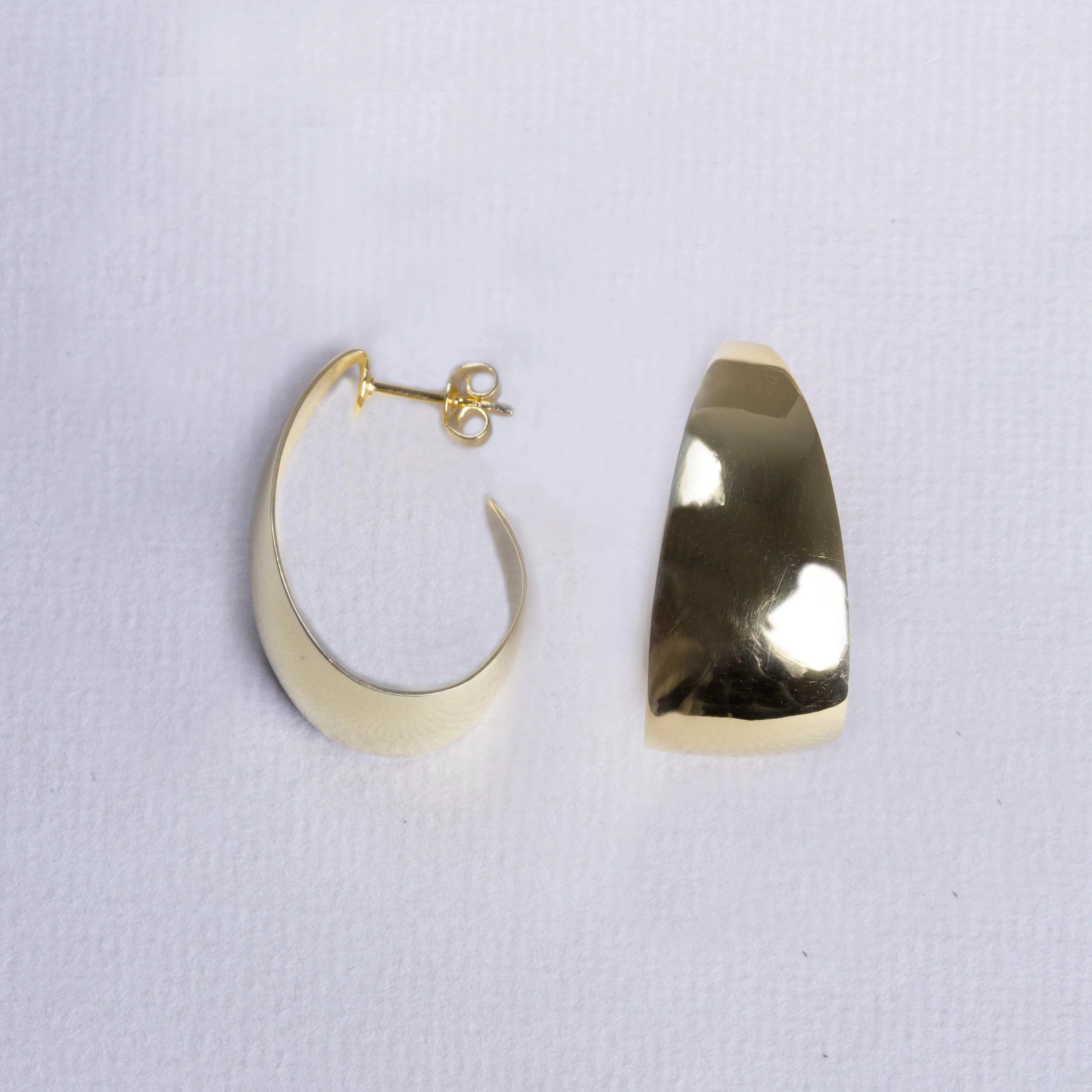 Gold Flat Wide Hoop Earrings - Image 2