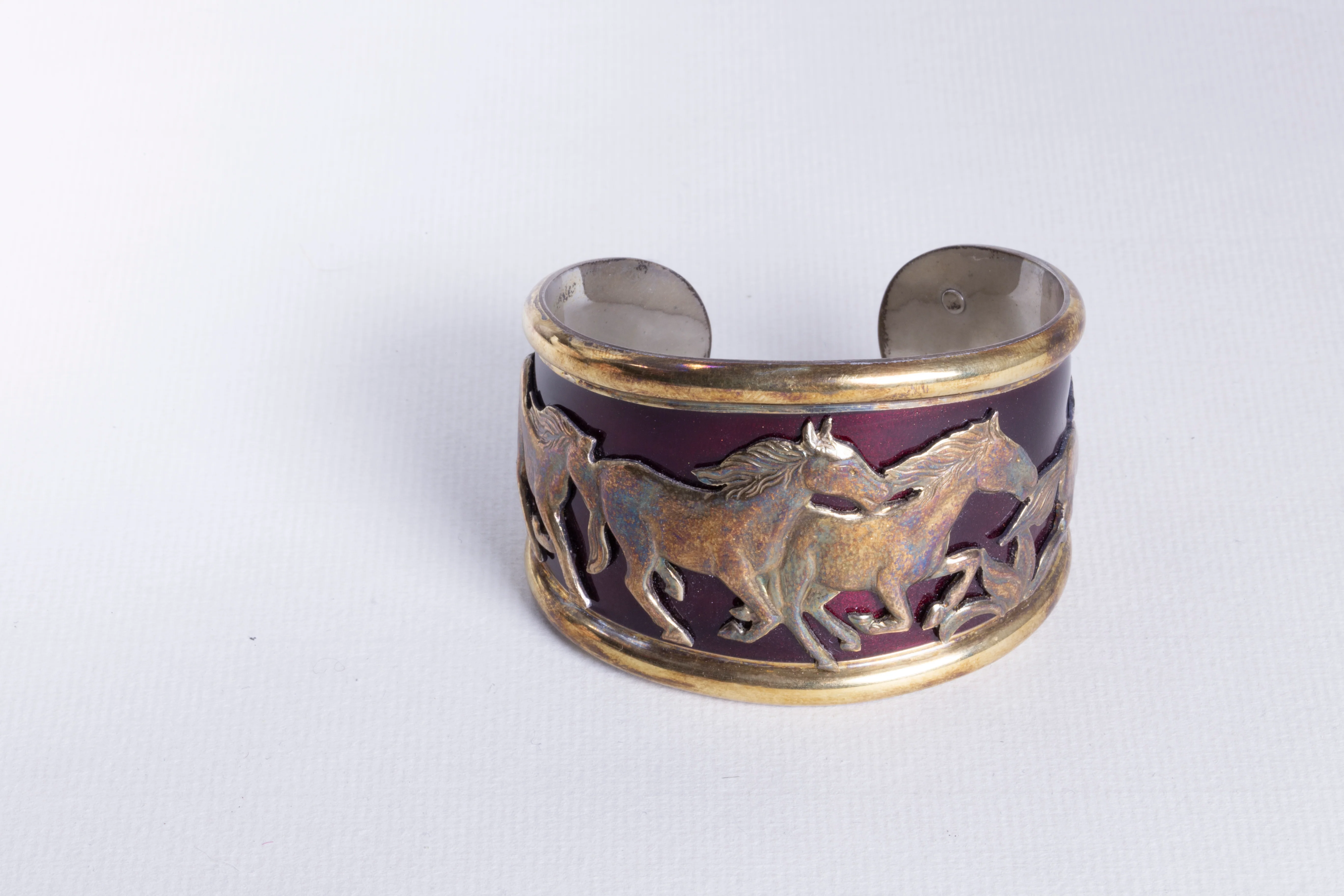 Gold and Enamel Horse Cuff Bracelet - Image 2