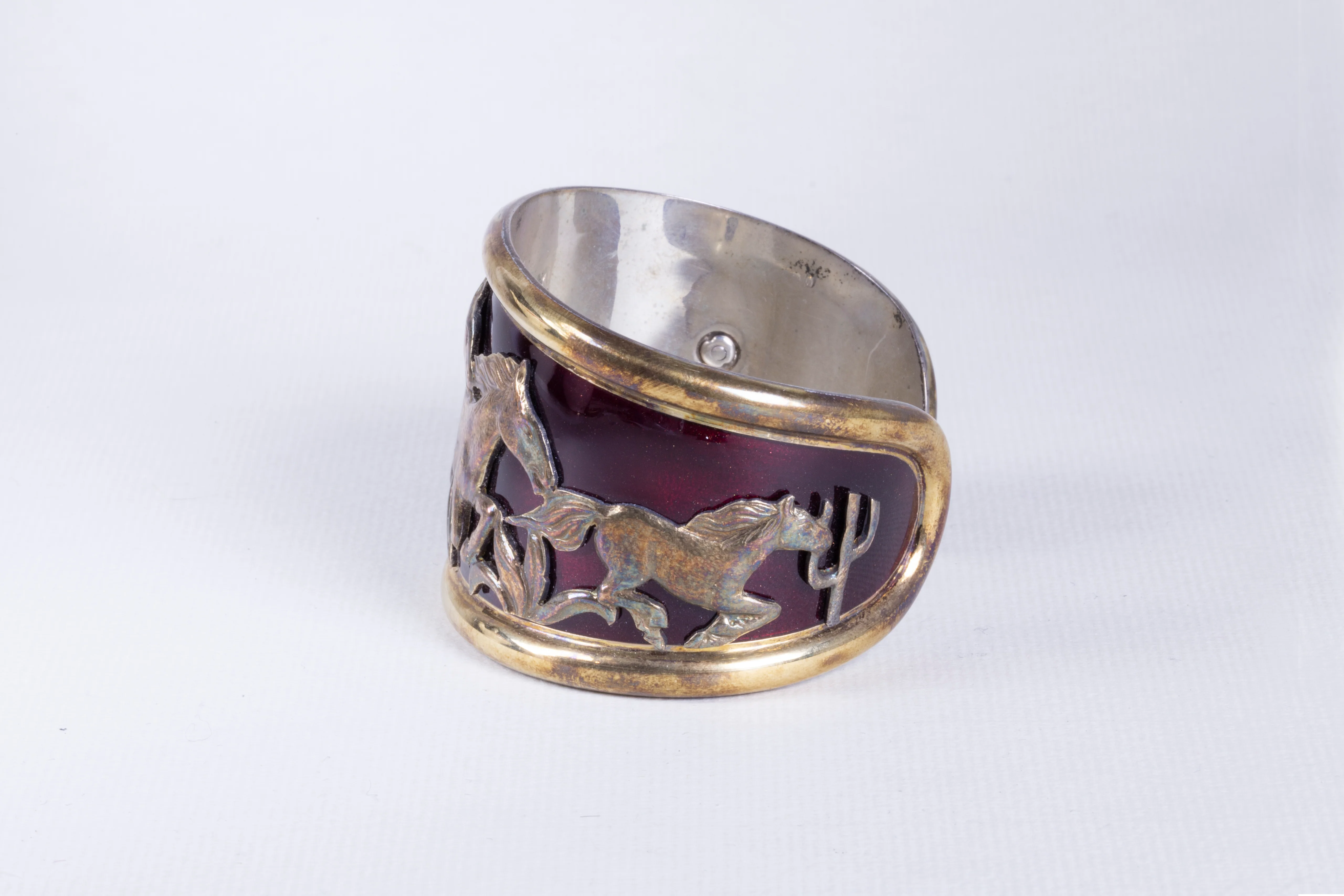 Gold and Enamel Horse Cuff Bracelet - Image 5