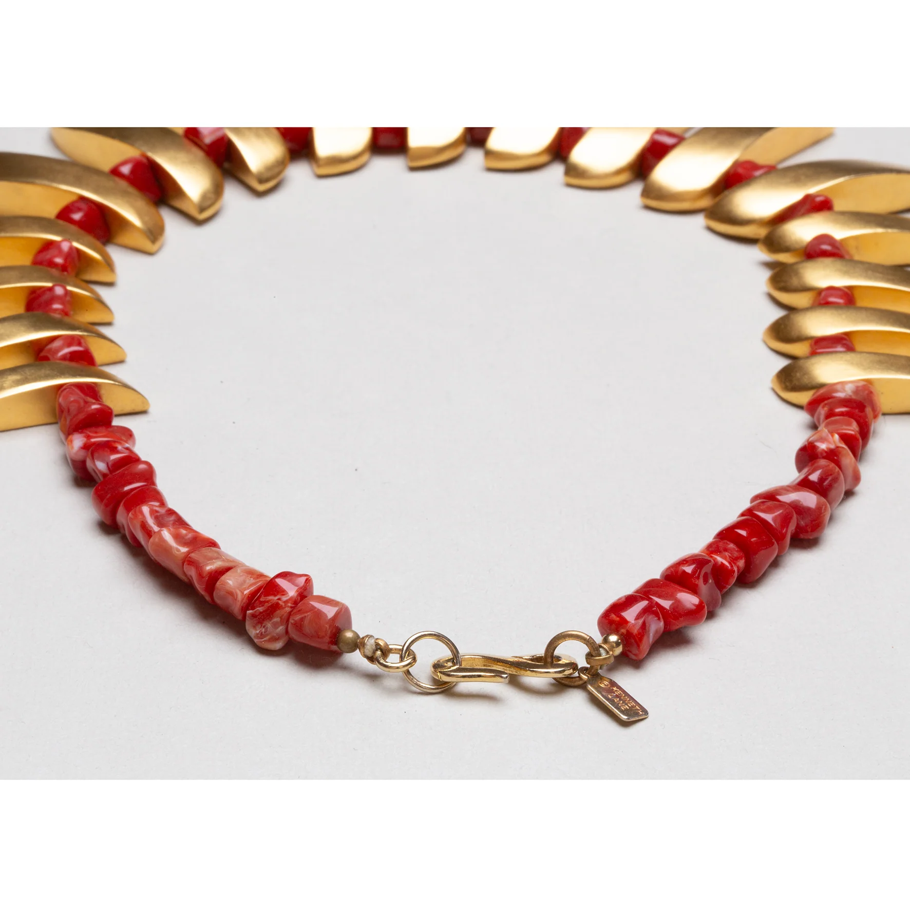 KJL Gold-Tone Spike Necklace with Red Beads - Image 4
