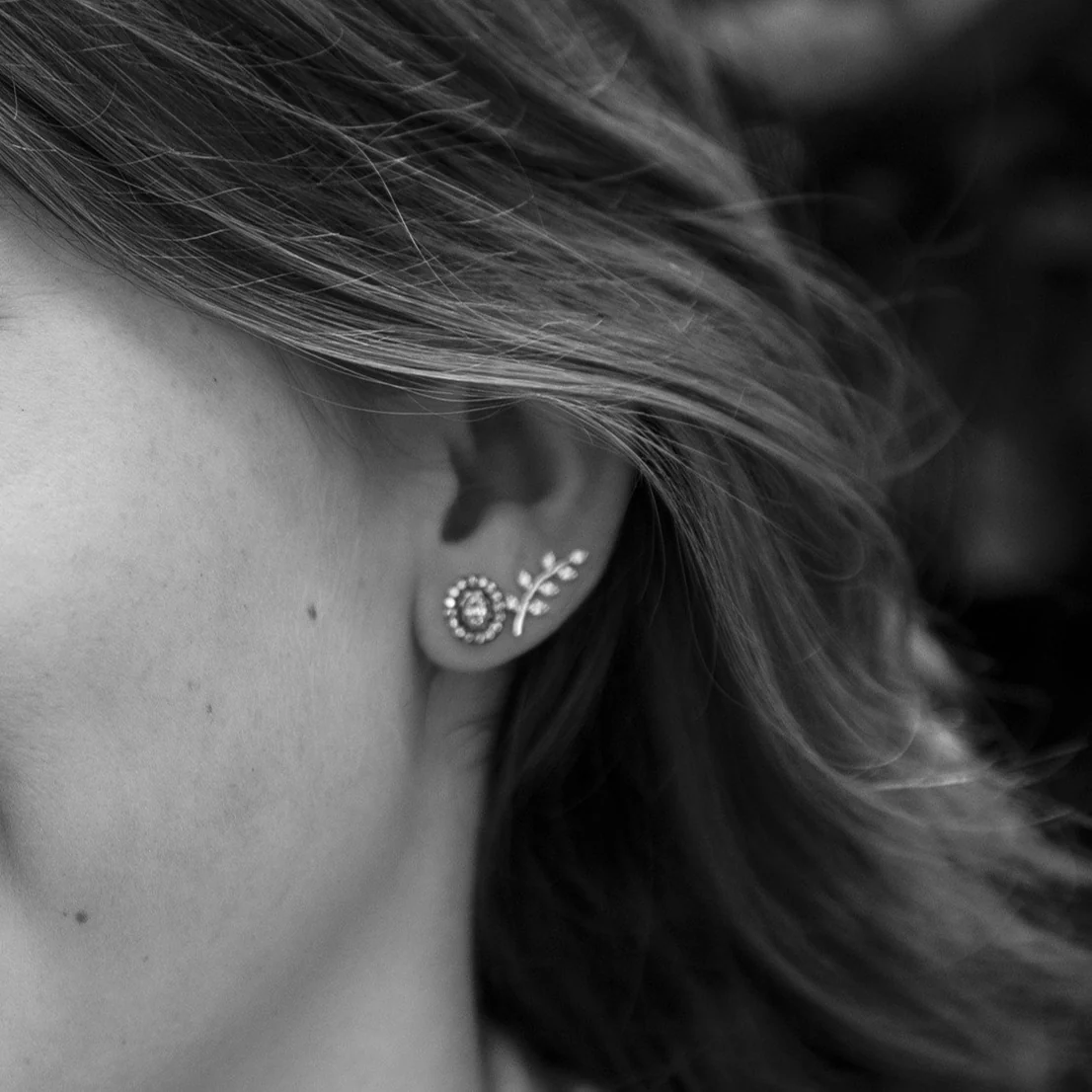 Leafy Branch Stud Earrings - Image 3