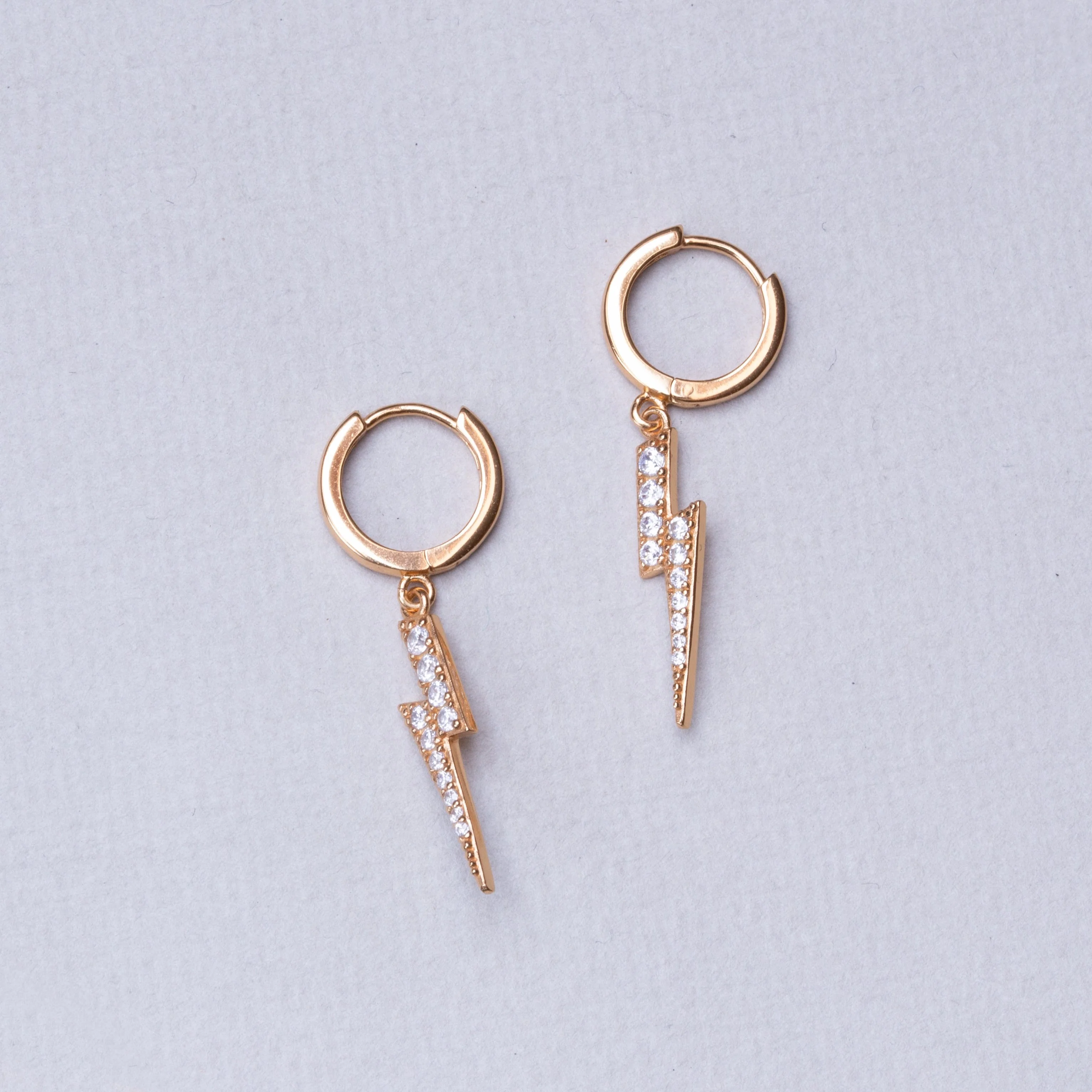 Lightning Bolt Hoop Earrings with Cubic Zirconia - Image 3