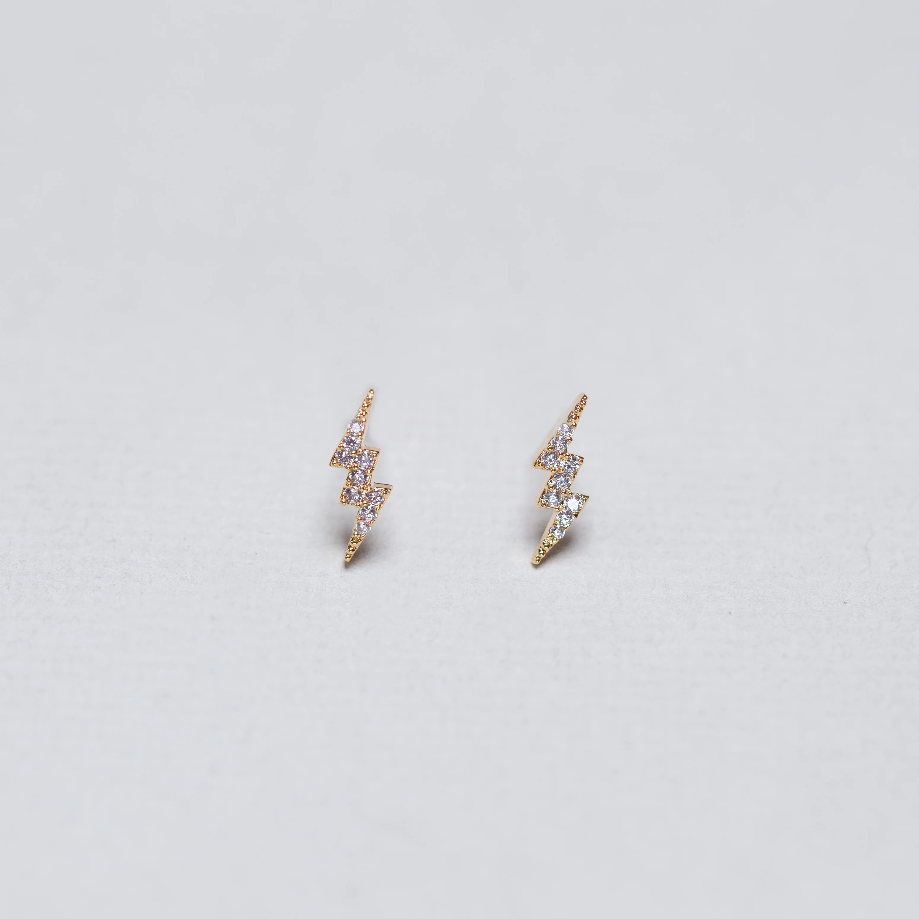 Lightning Bolt Stud Earrings with Cubic Zirconia - Image 3