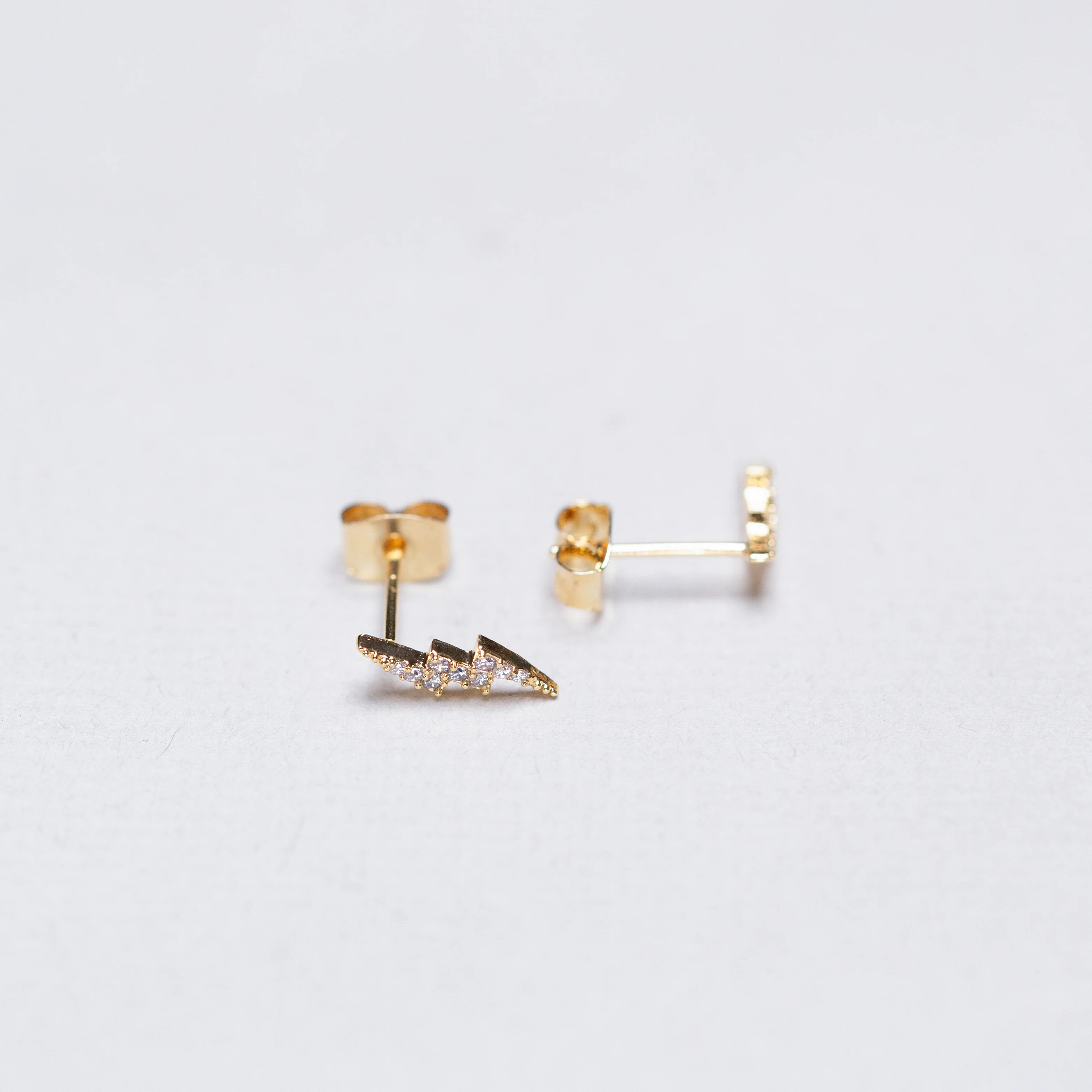 Lightning Bolt Stud Earrings with Cubic Zirconia - Image 4