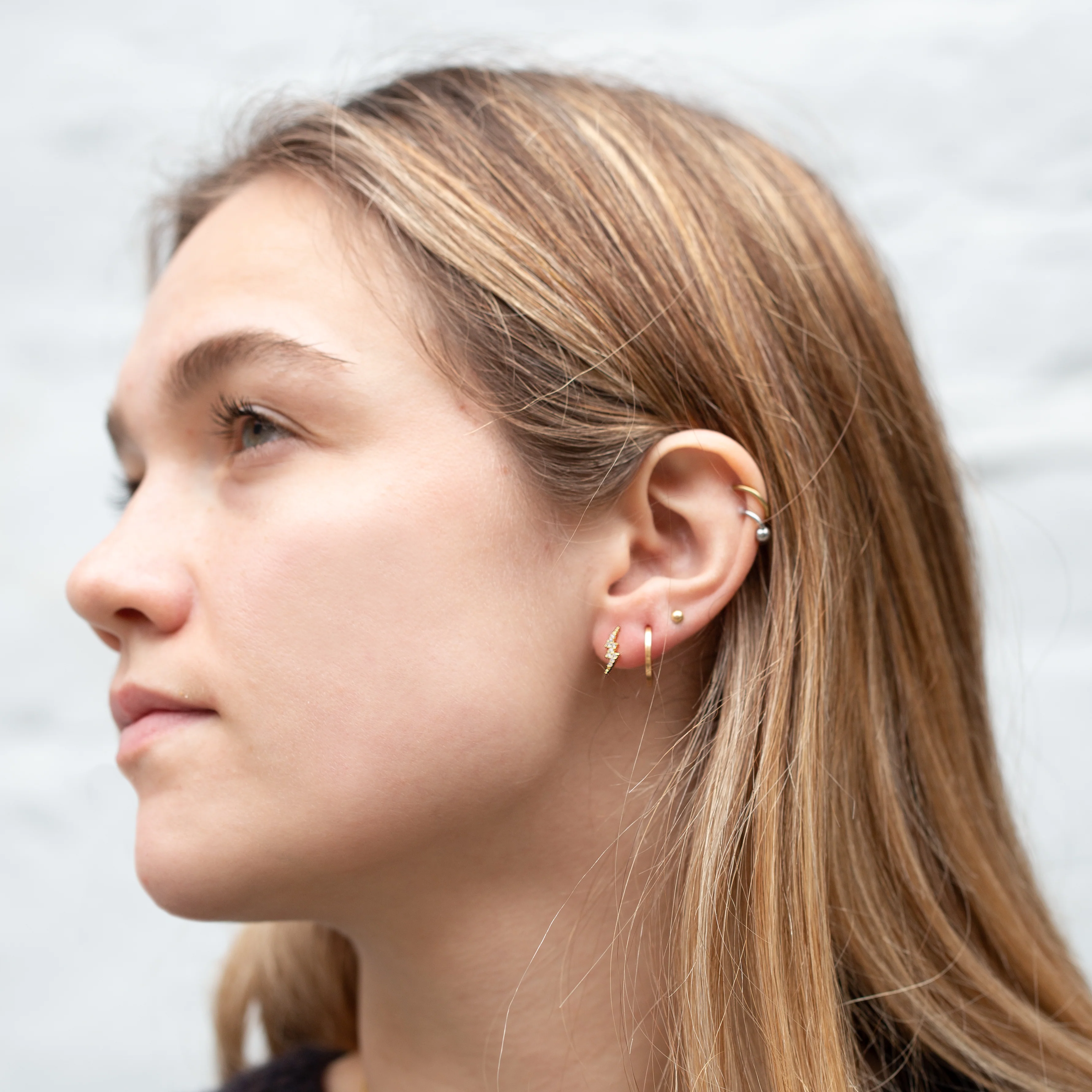 Lightning Bolt Stud Earrings with Cubic Zirconia - Image 5