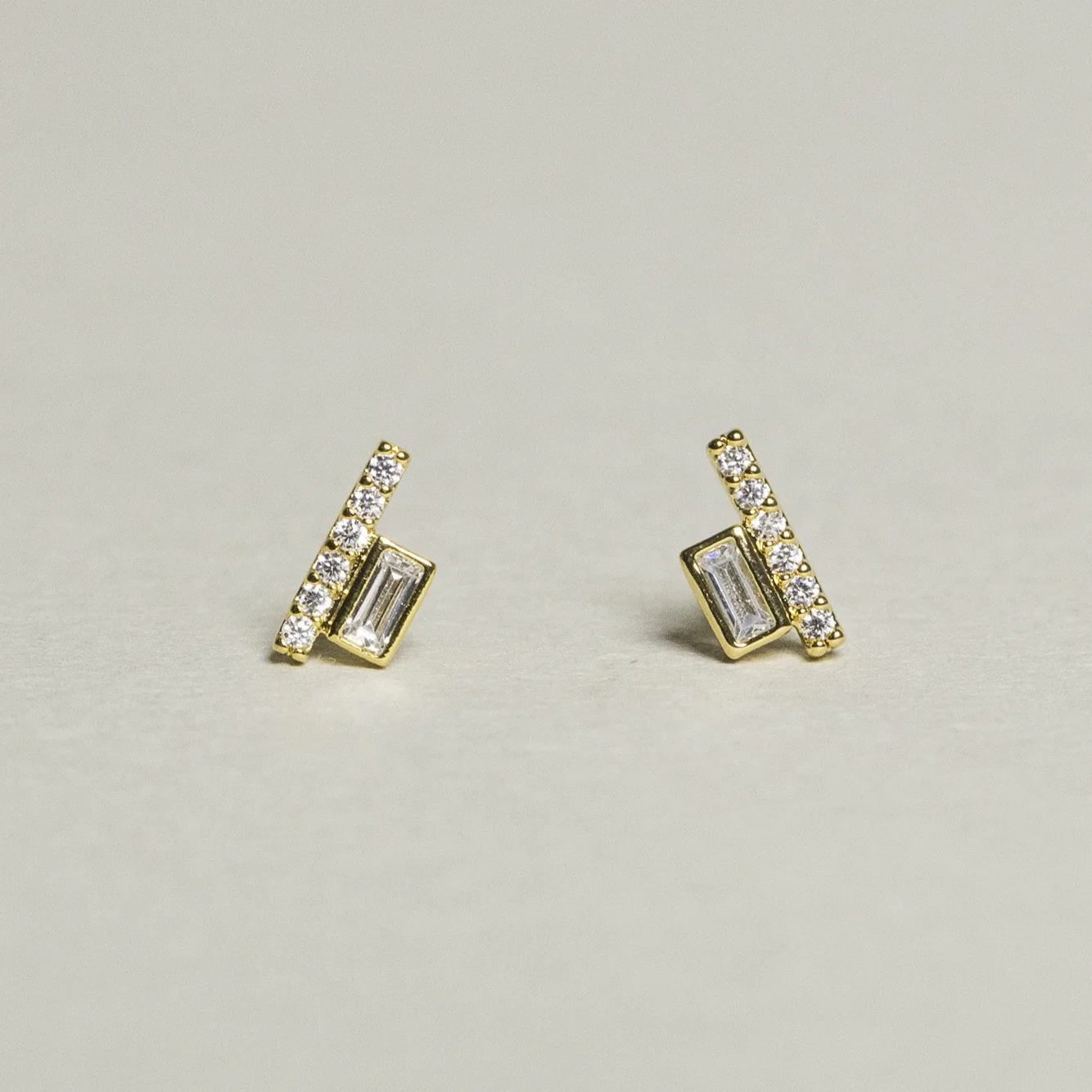 Line and Rectangular Stud Earrings