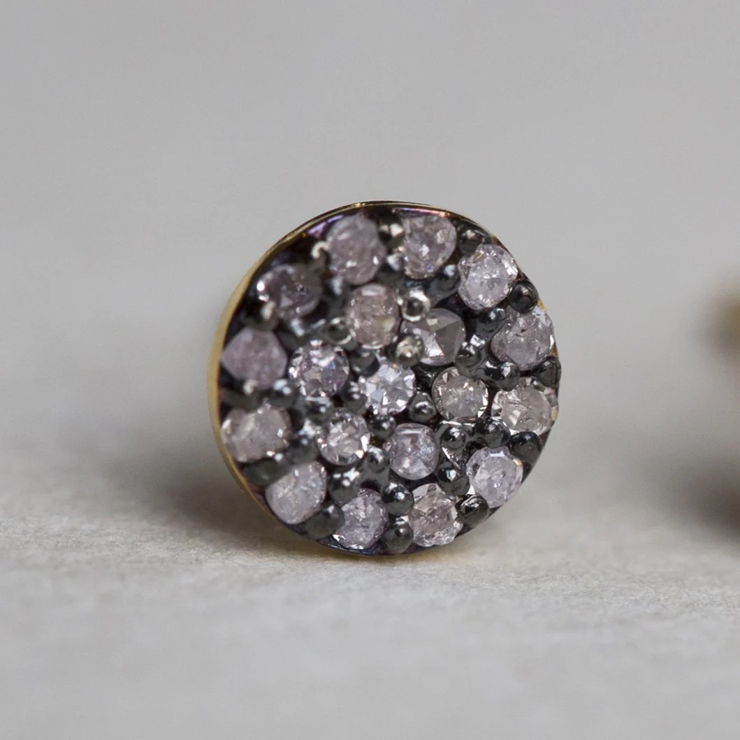 Little Diamond Disc Stud Earrings - Image 2