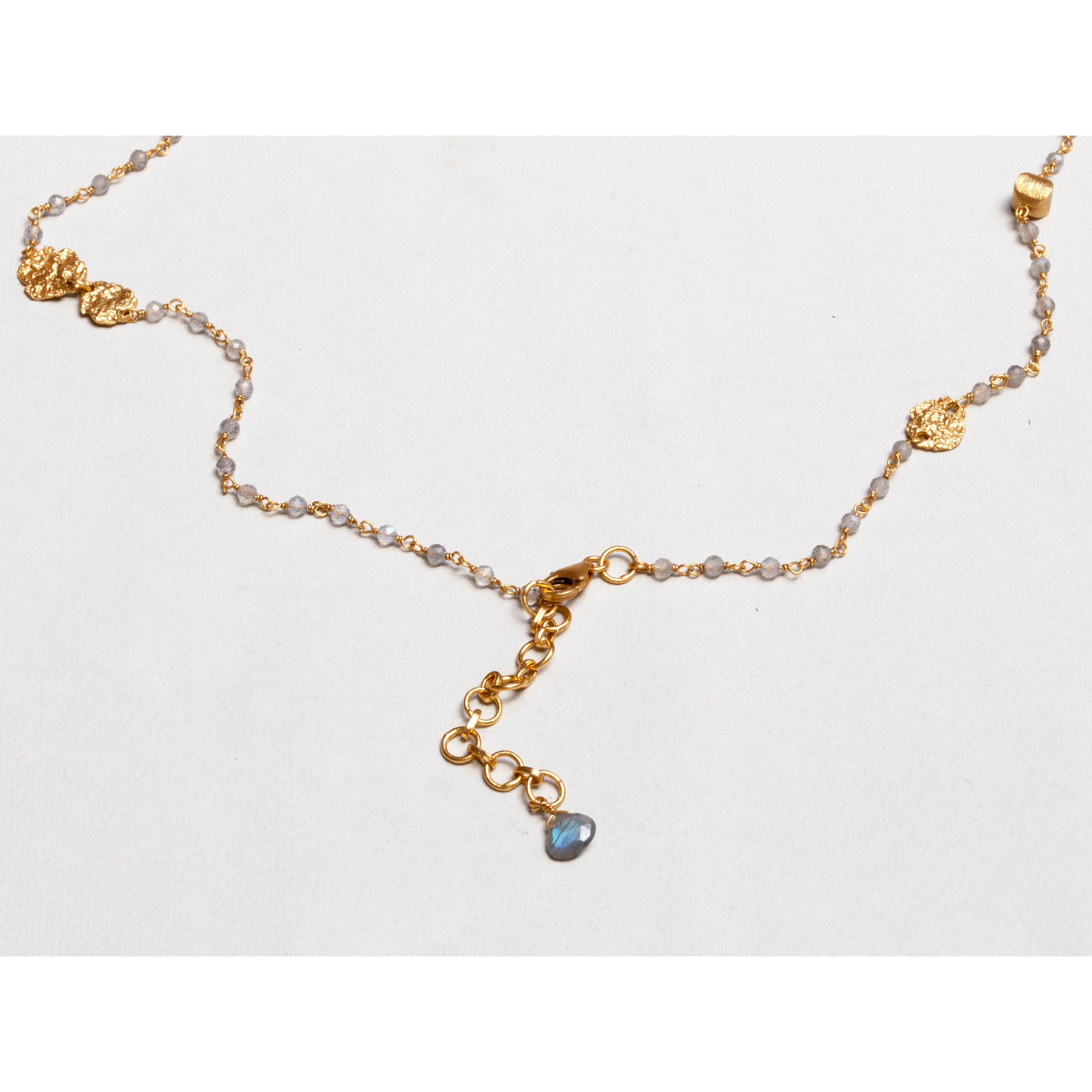 Long Chain Necklace with Beads and Gold Nuggets - Image 3