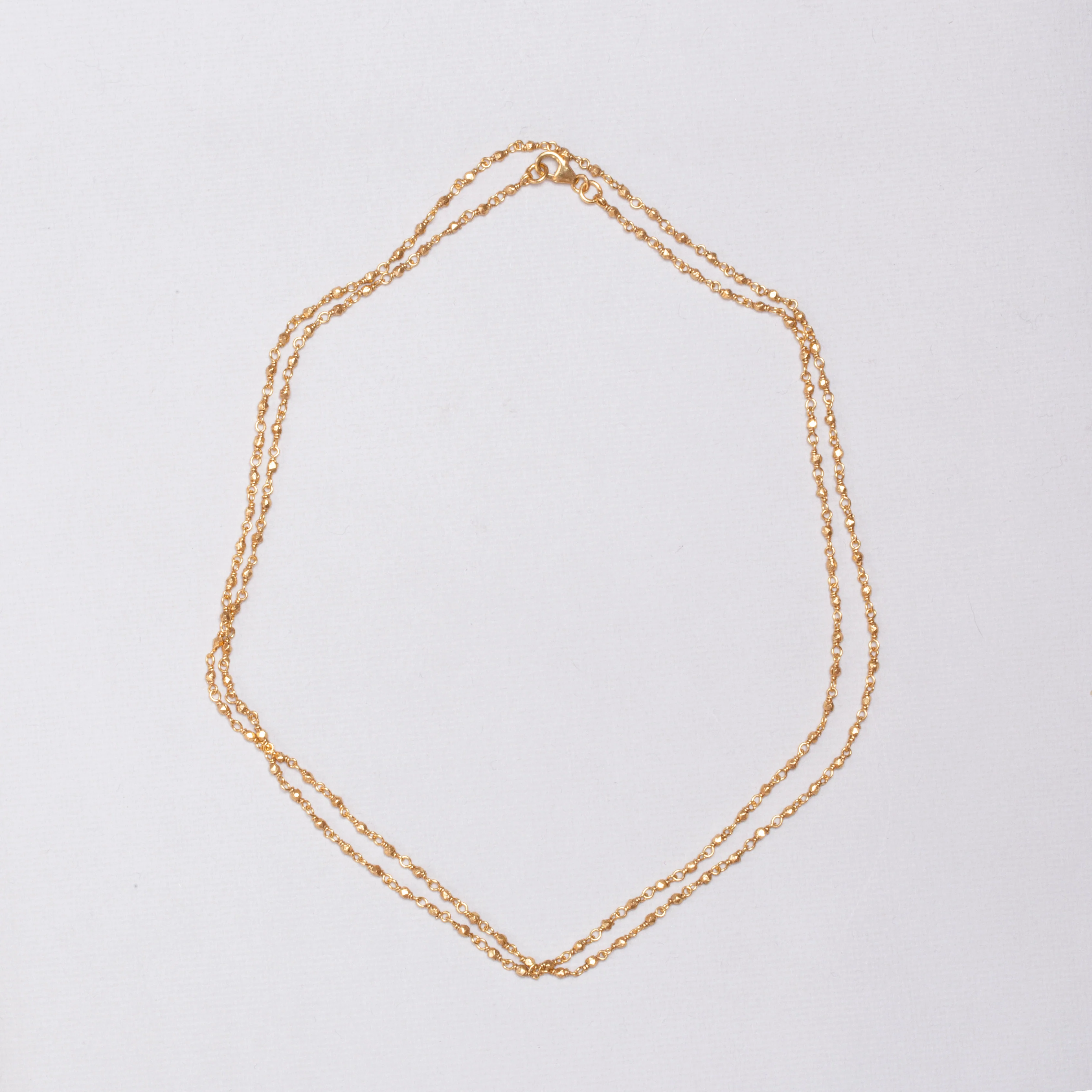 Long Gold-plated Silver Beads Chain Necklace