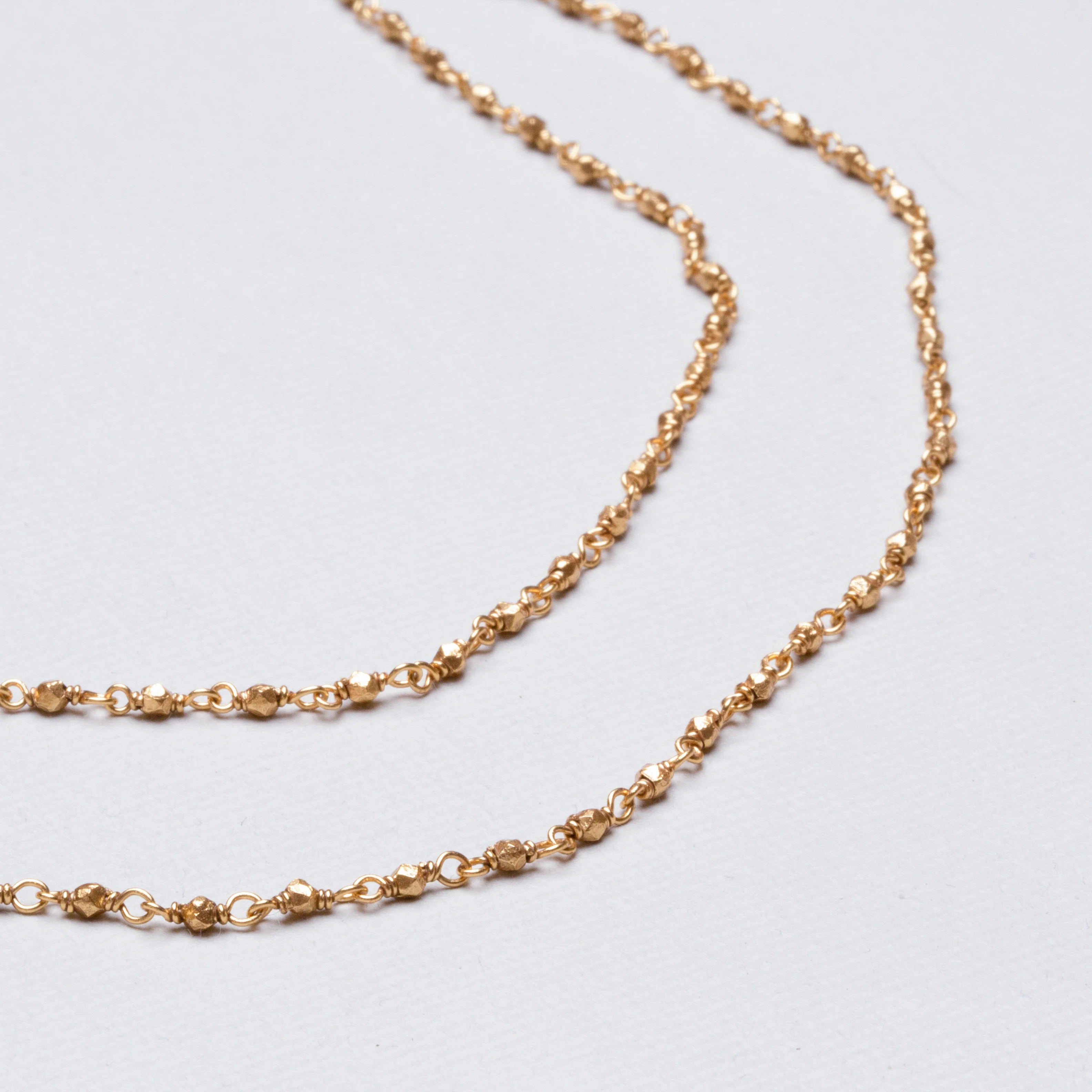 Long Gold-plated Silver Beads Chain Necklace - Image 2