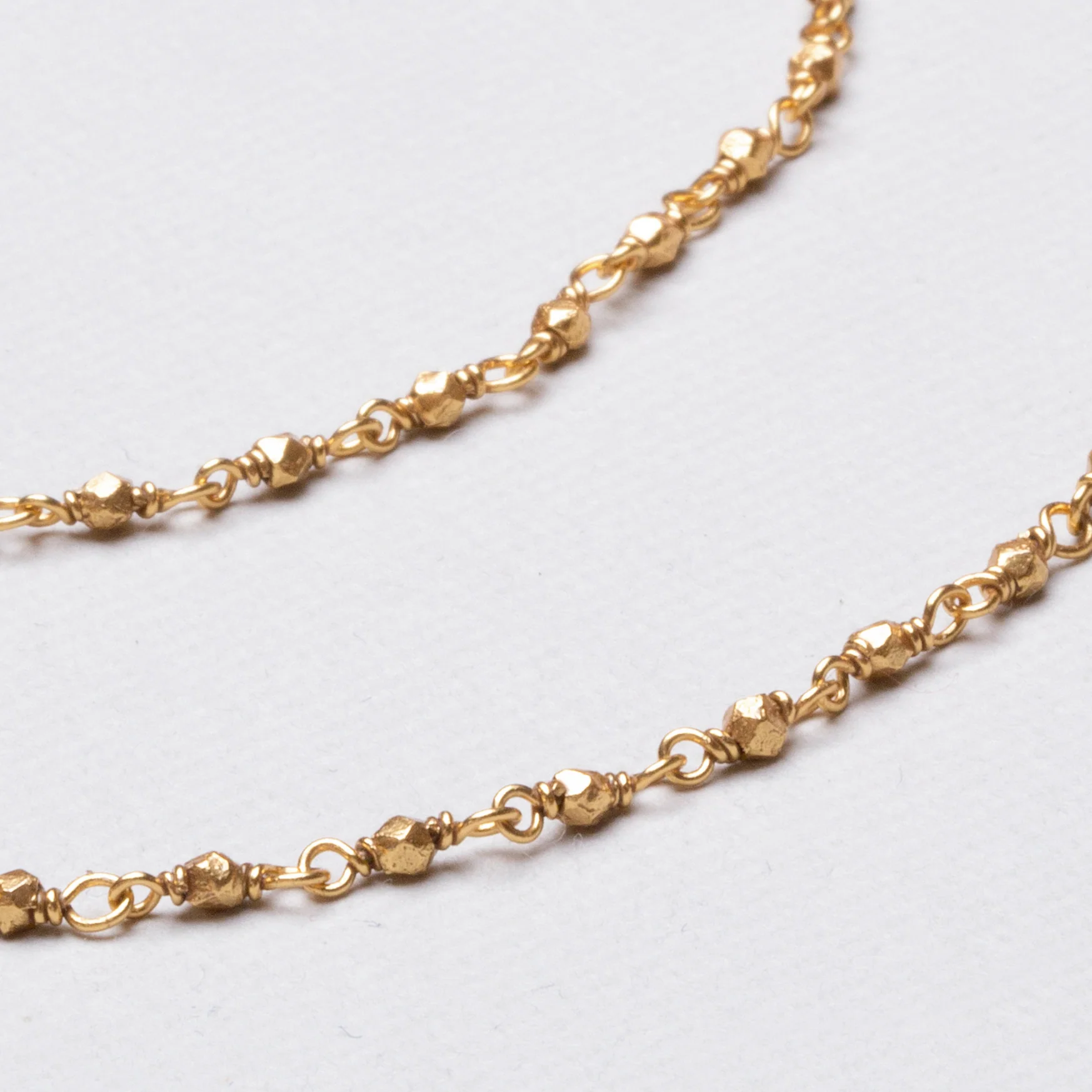 Long Gold-plated Silver Beads Chain Necklace - Image 3