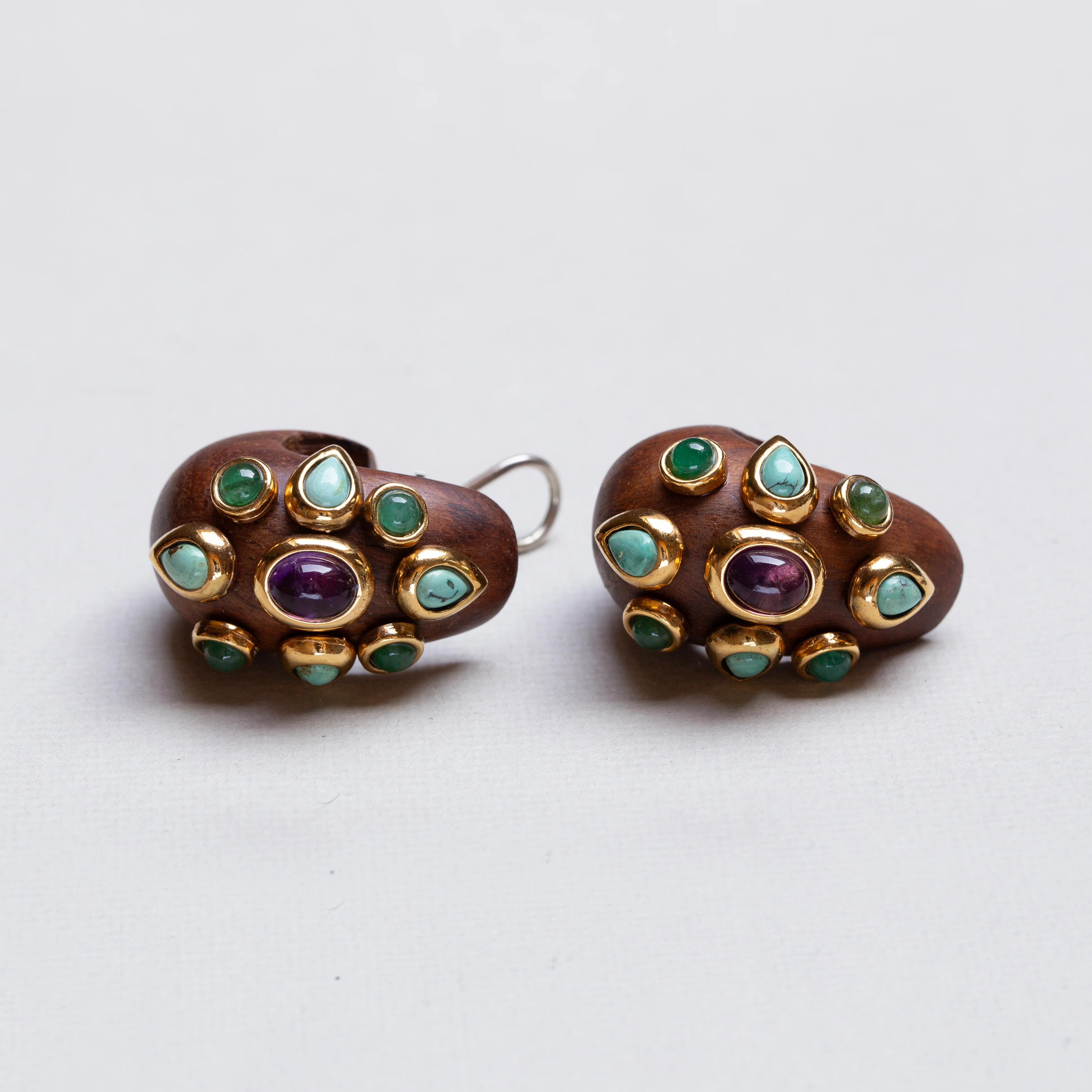 Vintage L'Oree du Bois 18ct Gold and Ebony Clip-on Earrings - Image 4