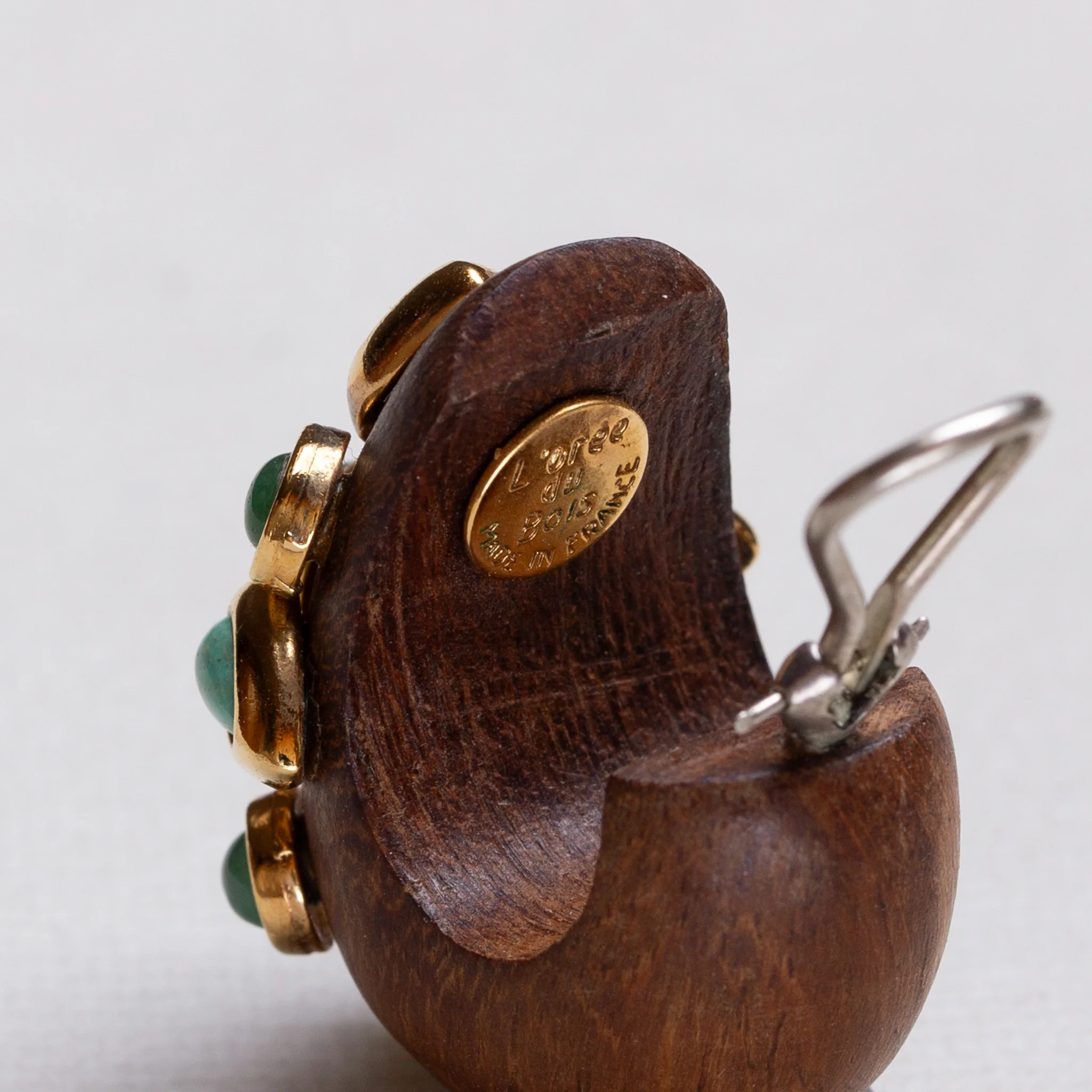 Vintage L'Oree du Bois 18ct Gold and Ebony Clip-on Earrings - Image 5