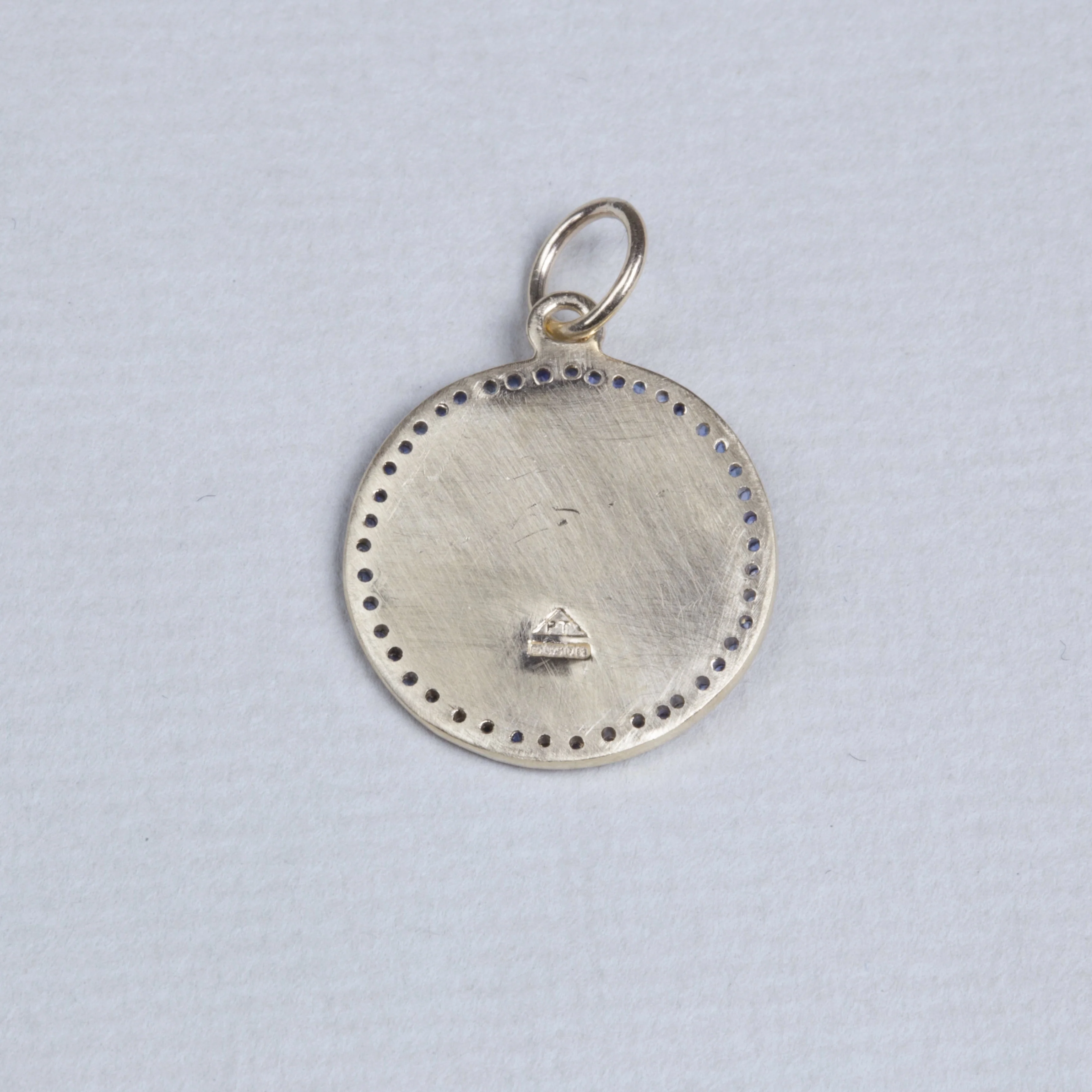 Madonna Pendant Charm with Blue Sapphire - Image 3