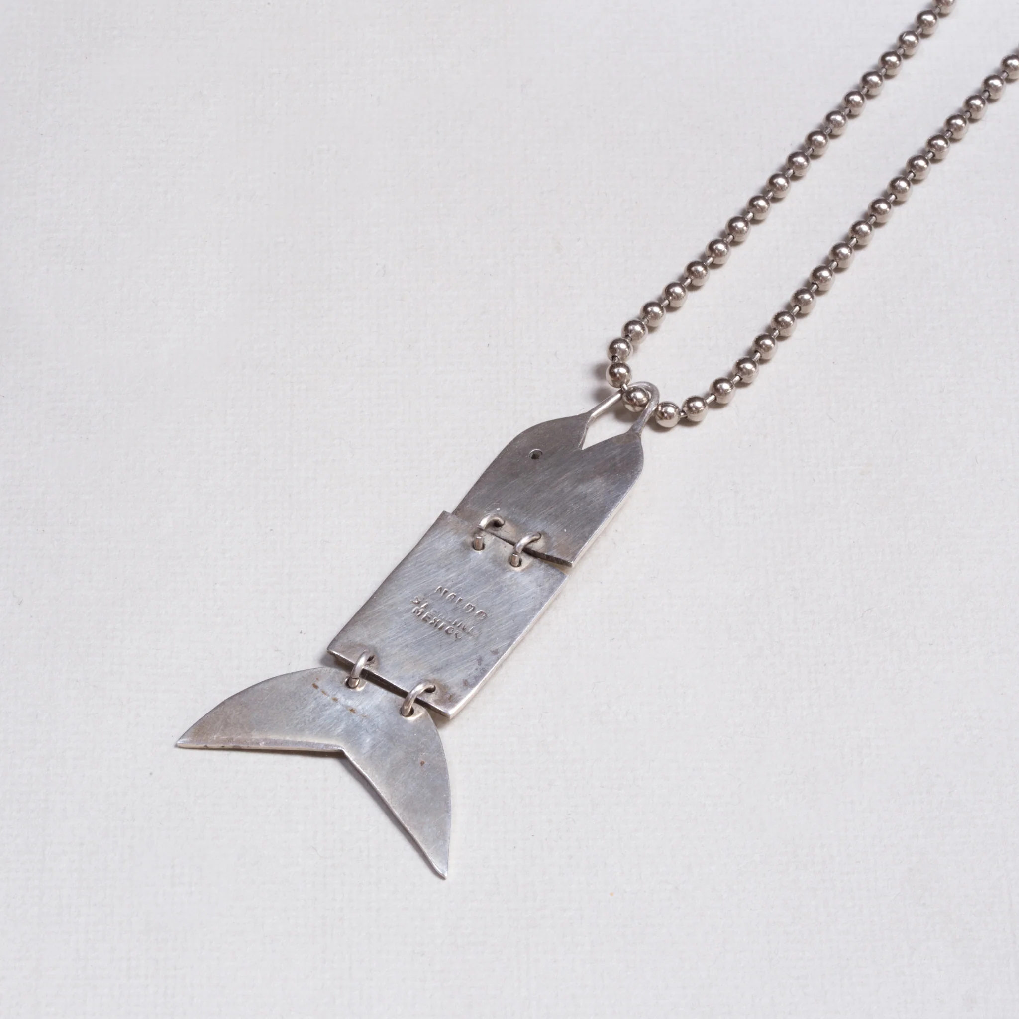 Vintage Mexican Silver Fish Necklace - Image 3