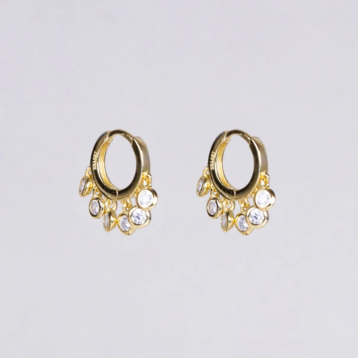 Multi Disc Hoop Earrings with Cubic Zirconia
