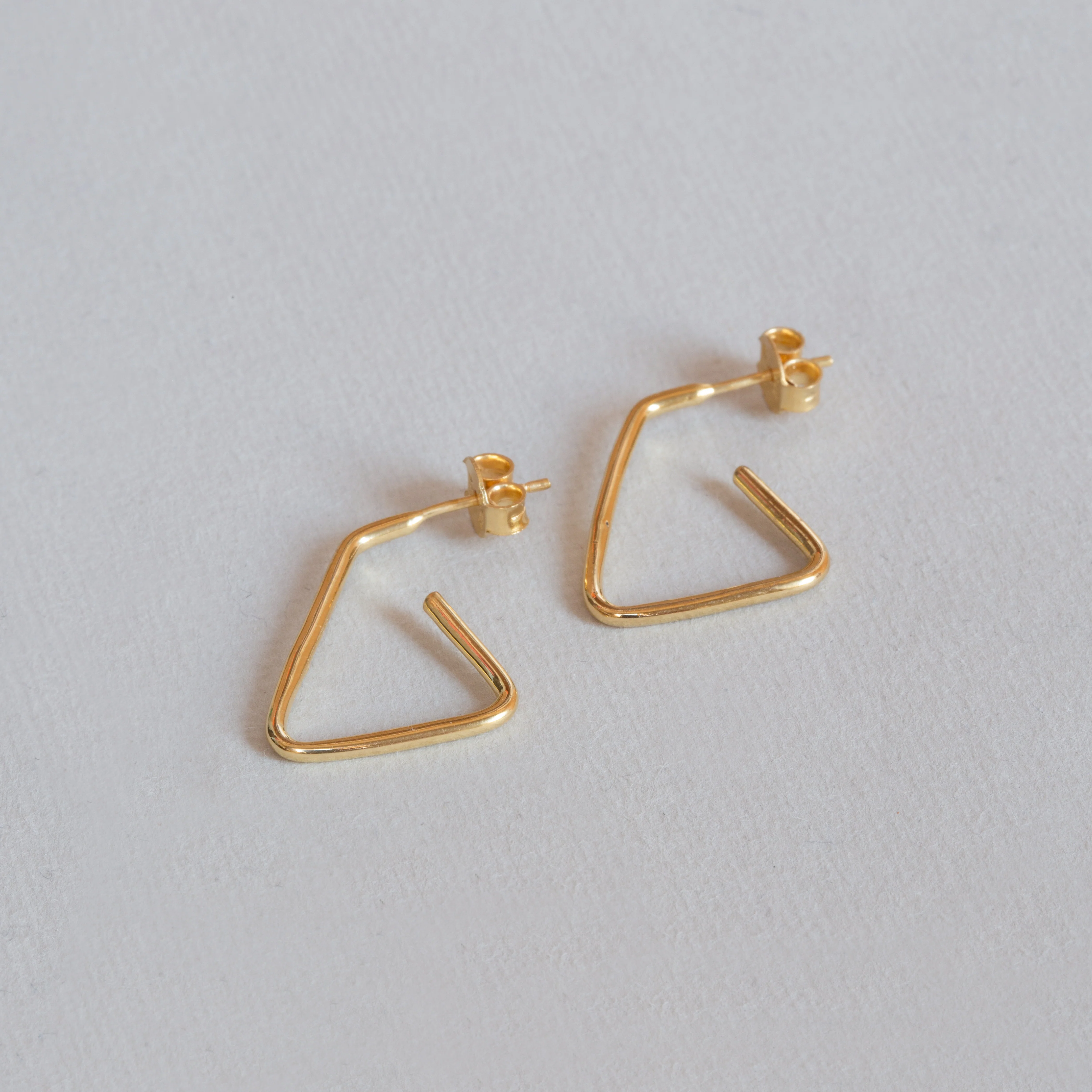 Gold-plated Open Triangle Stud Earrings - Image 2