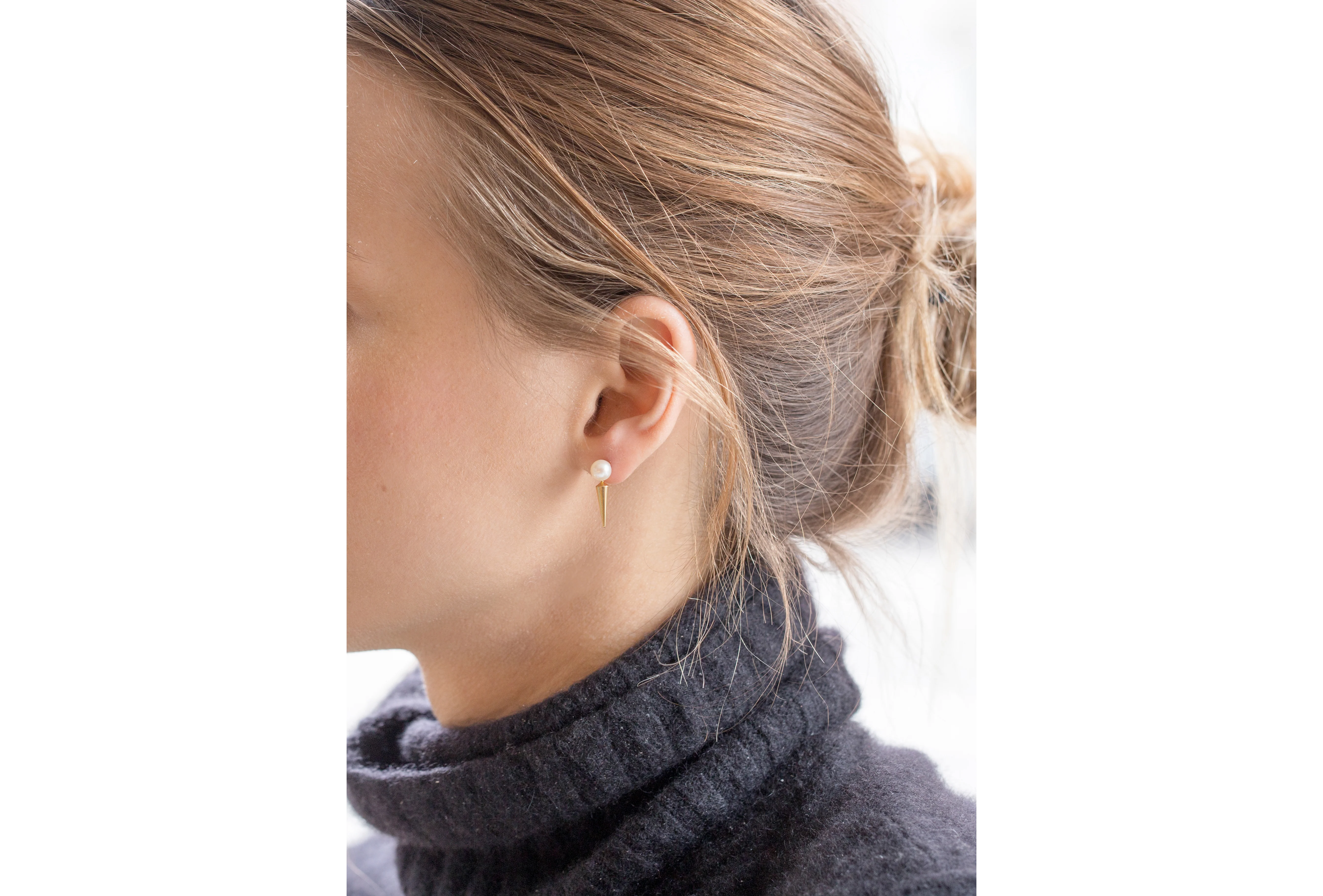 Pearl and Spike Stud Earrings - Image 3