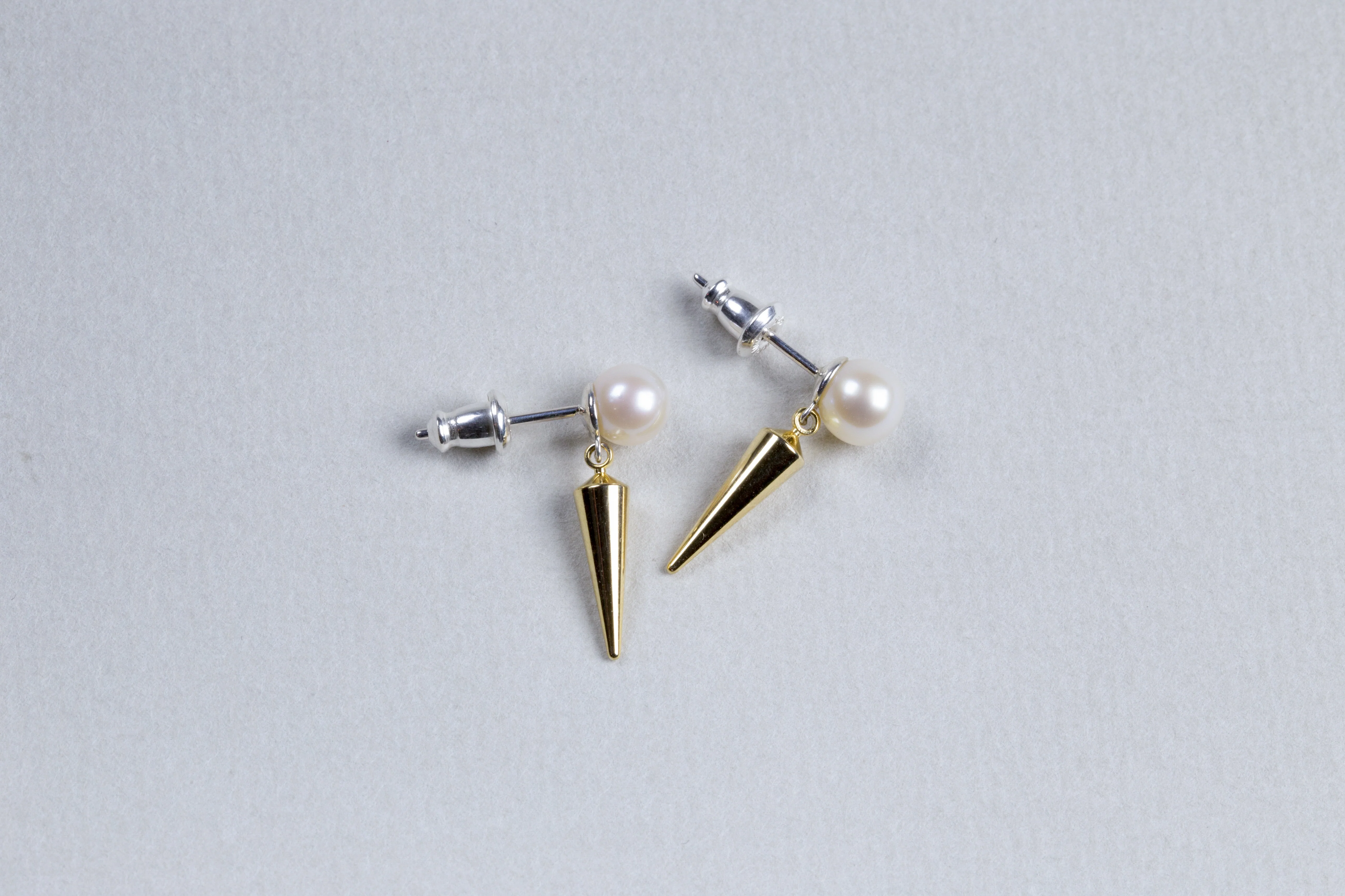 Pearl and Spike Stud Earrings - Image 4