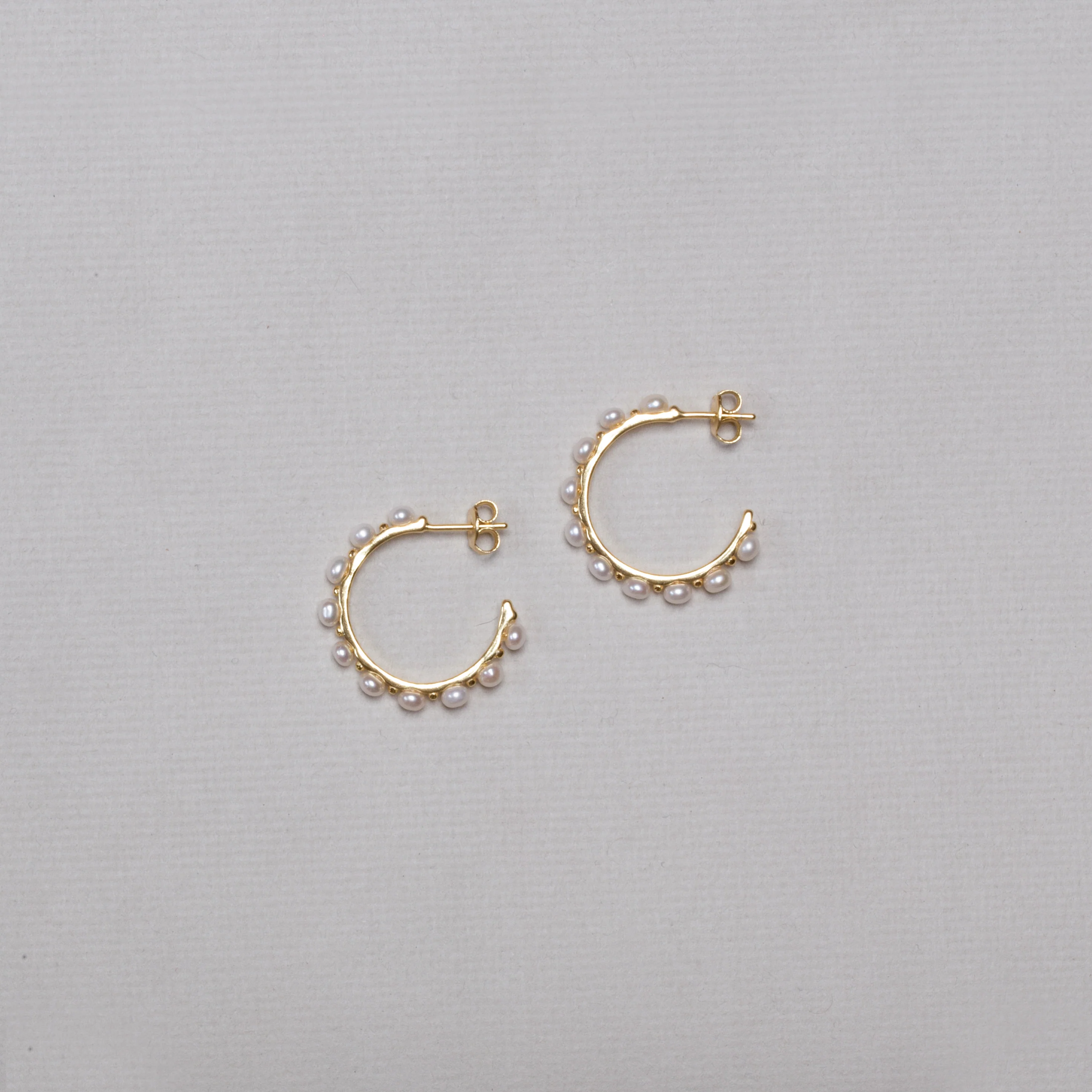 Pearl Stud Hoop Earrings - Image 3