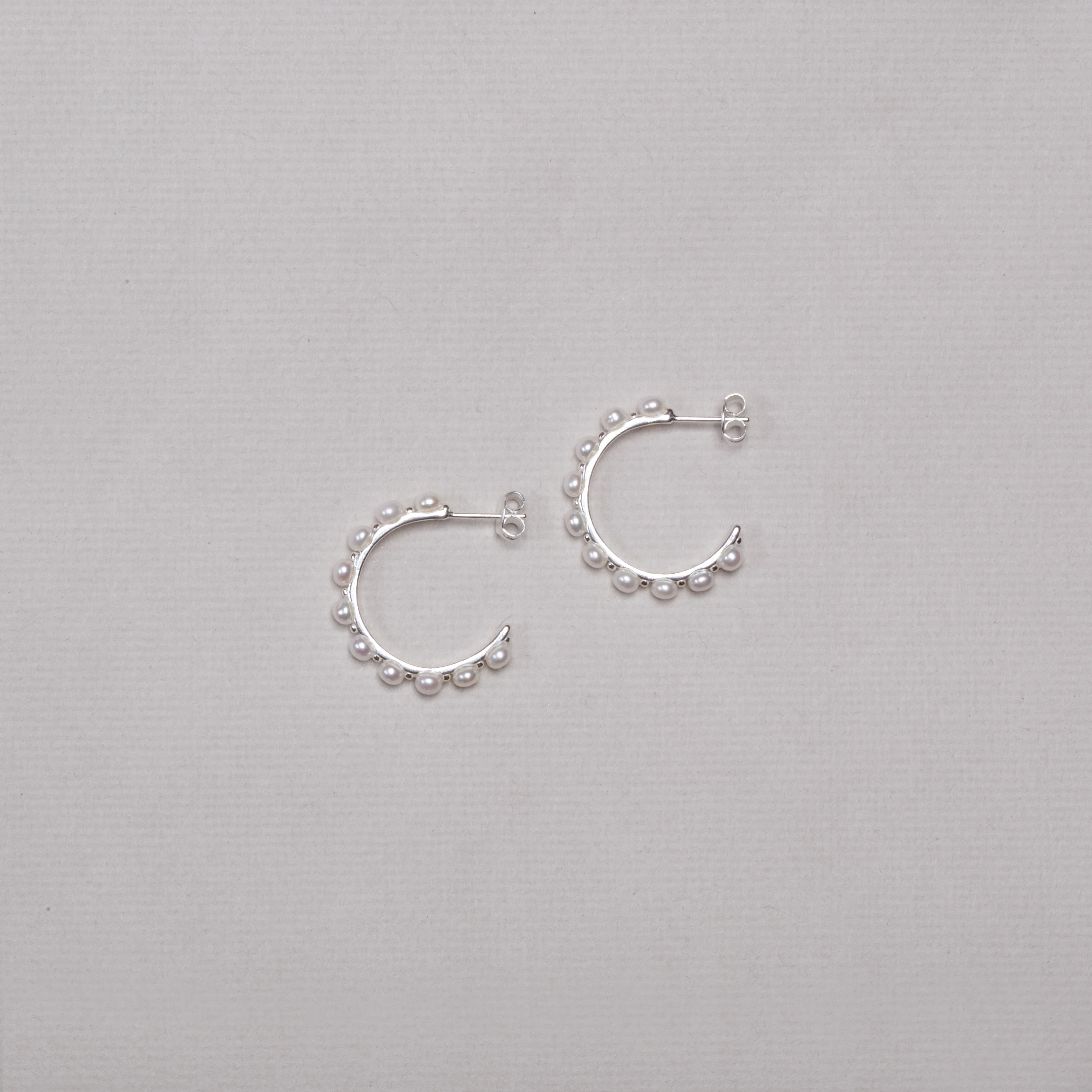 Pearl Stud Hoop Earrings - Image 4