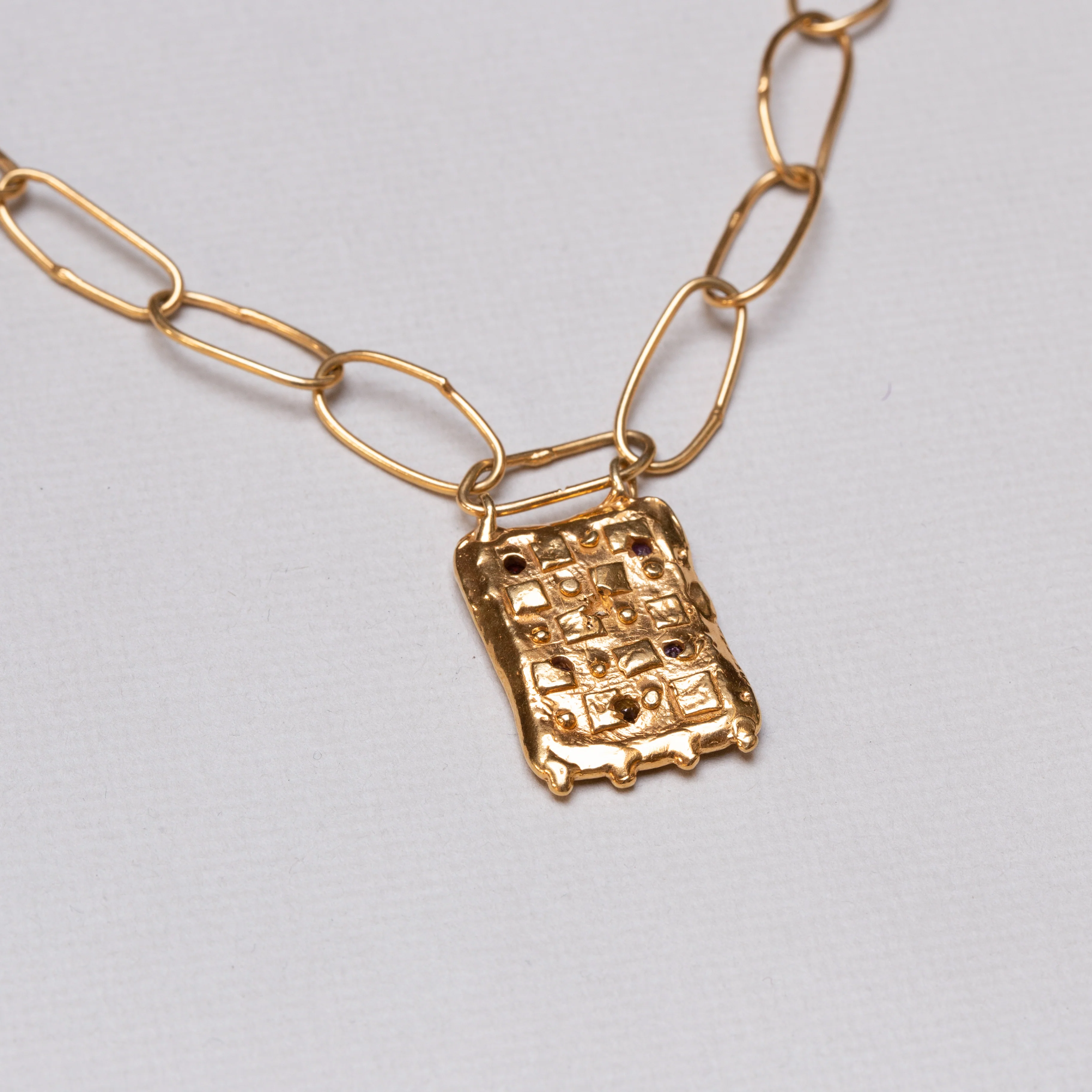 Rainbow Drop Rectangular Pendant Necklace - Image 3