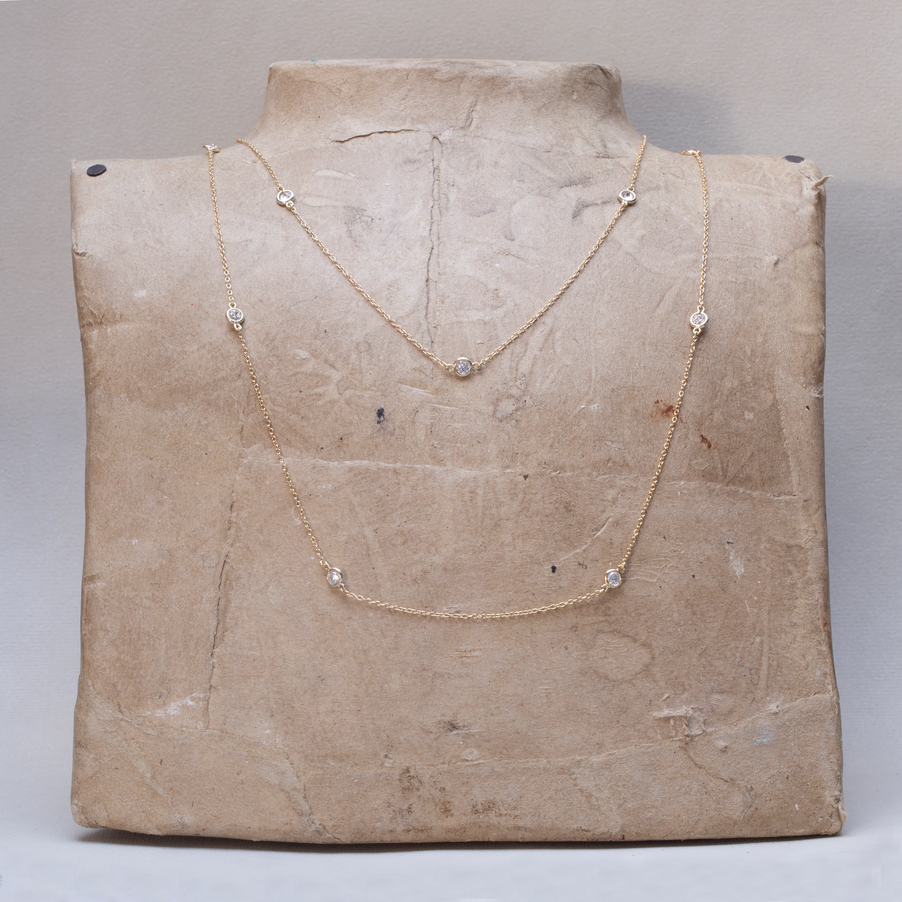 Round Cubic Zirconia Station Necklace - Image 2