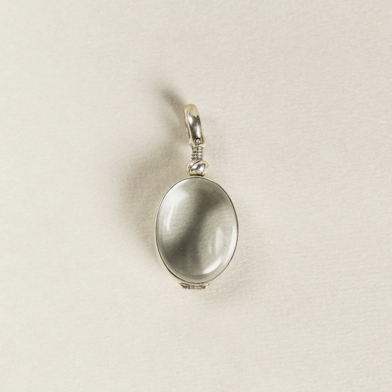Round Glass Cabochon Silver Locket Pendant - Image 3
