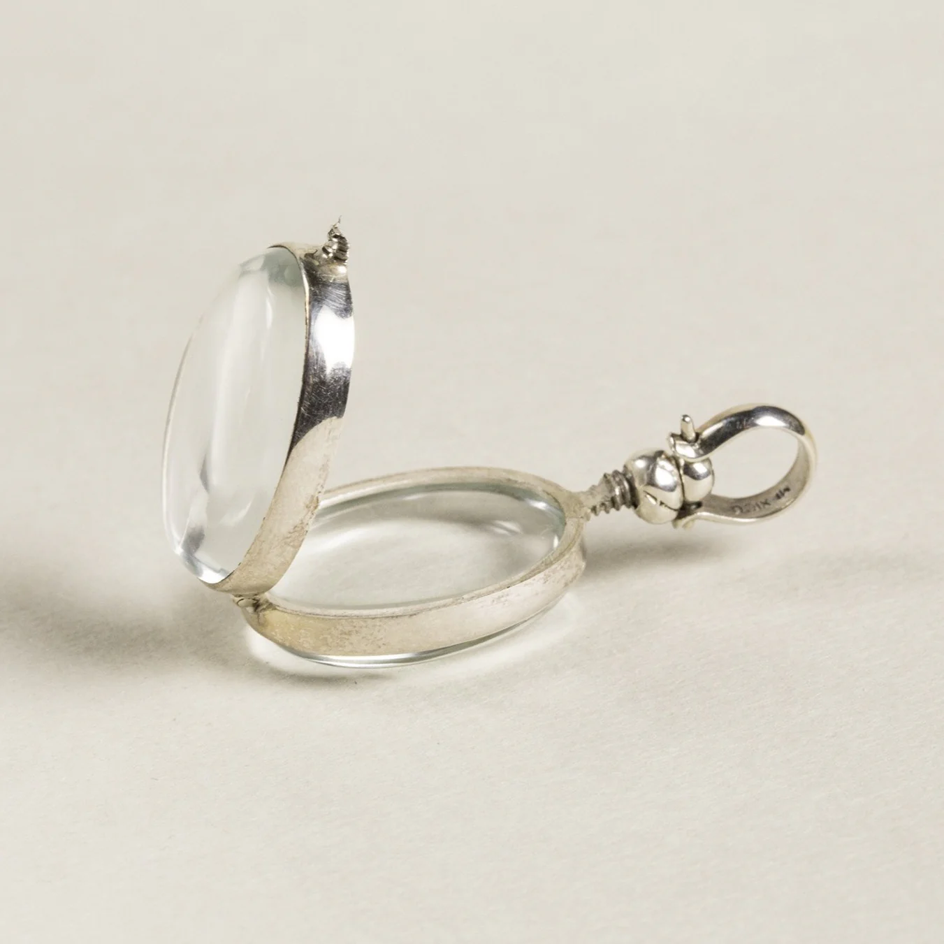 Round Glass Cabochon Silver Locket Pendant - Image 4