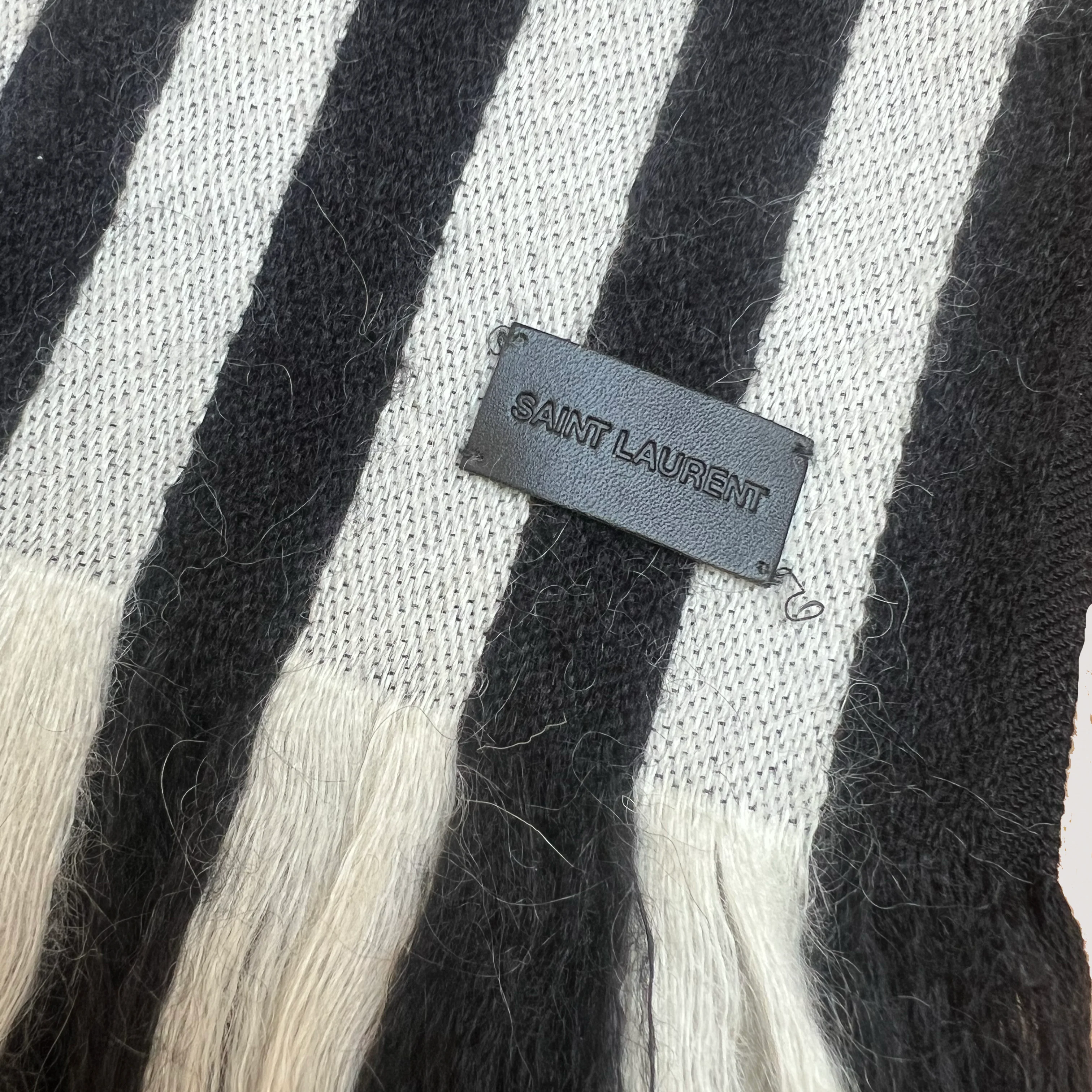 Vintage Saint Laurent Monochrome Wool Scarf - Image 3