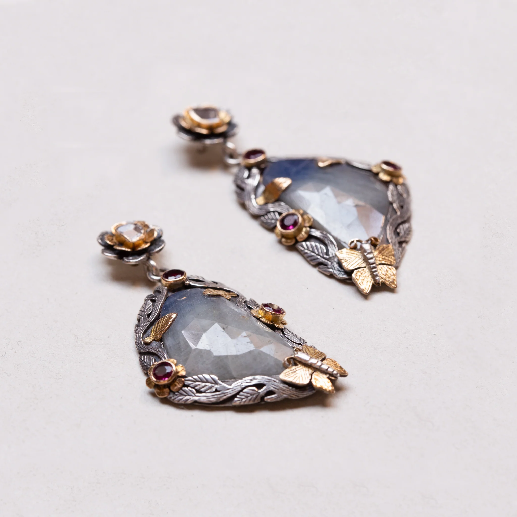 Sapphire Diamond Tourmaline Earrings - Image 2