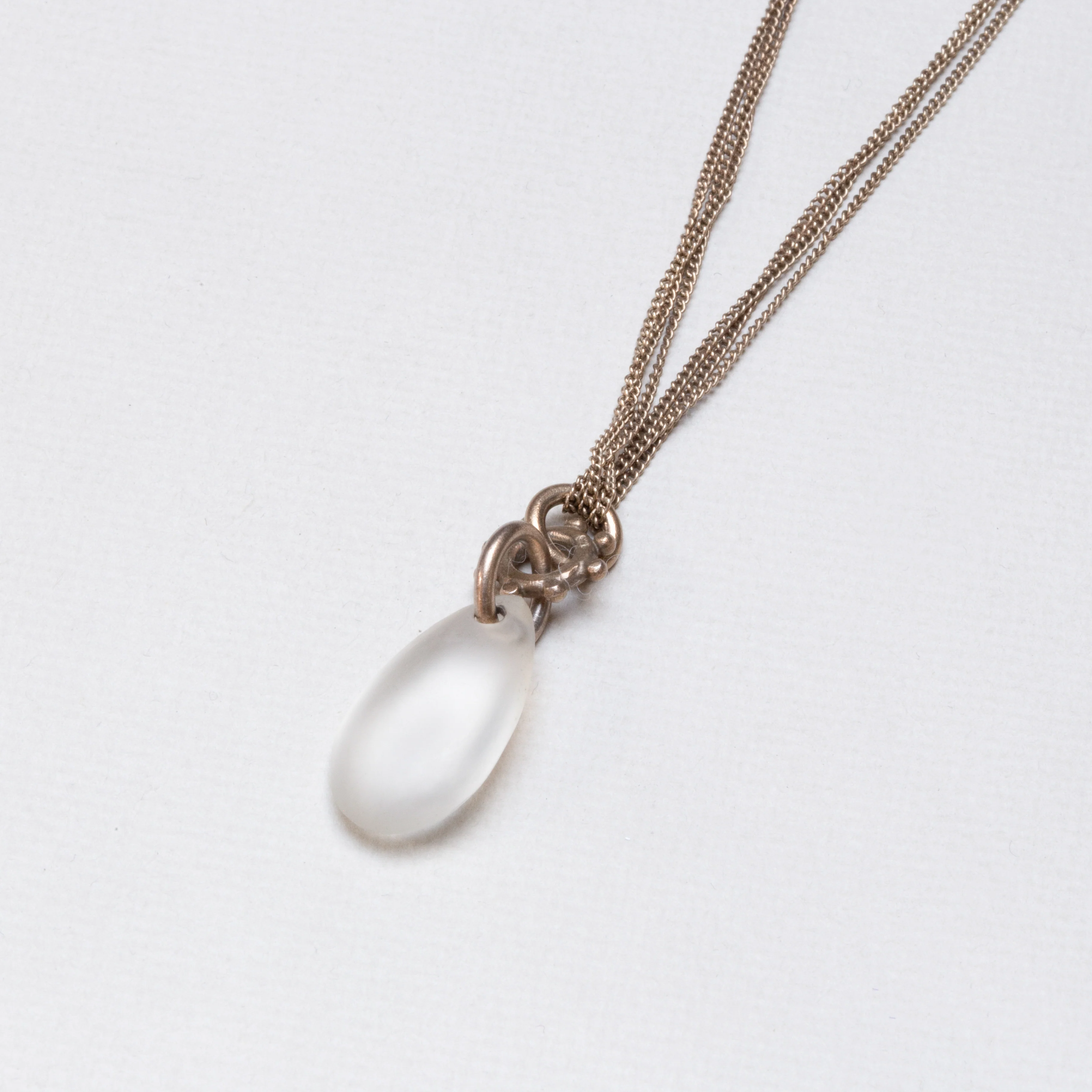 Set of Silver Necklace and Earrings with Frosted Glass - Image 2