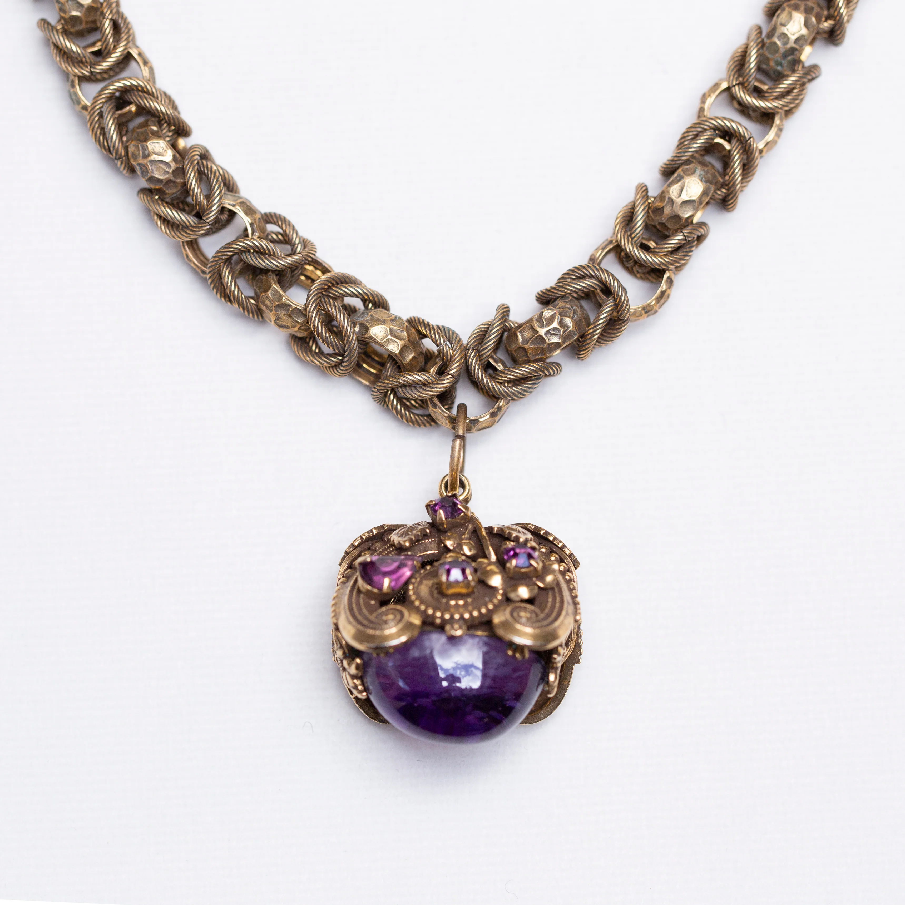 Set of Vintage Costume Gold Necklace and Bracelet - Image 2