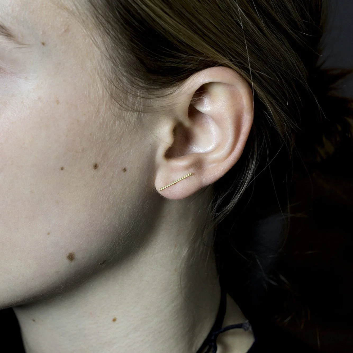 Silver Double Line Stud Earrings - Image 2
